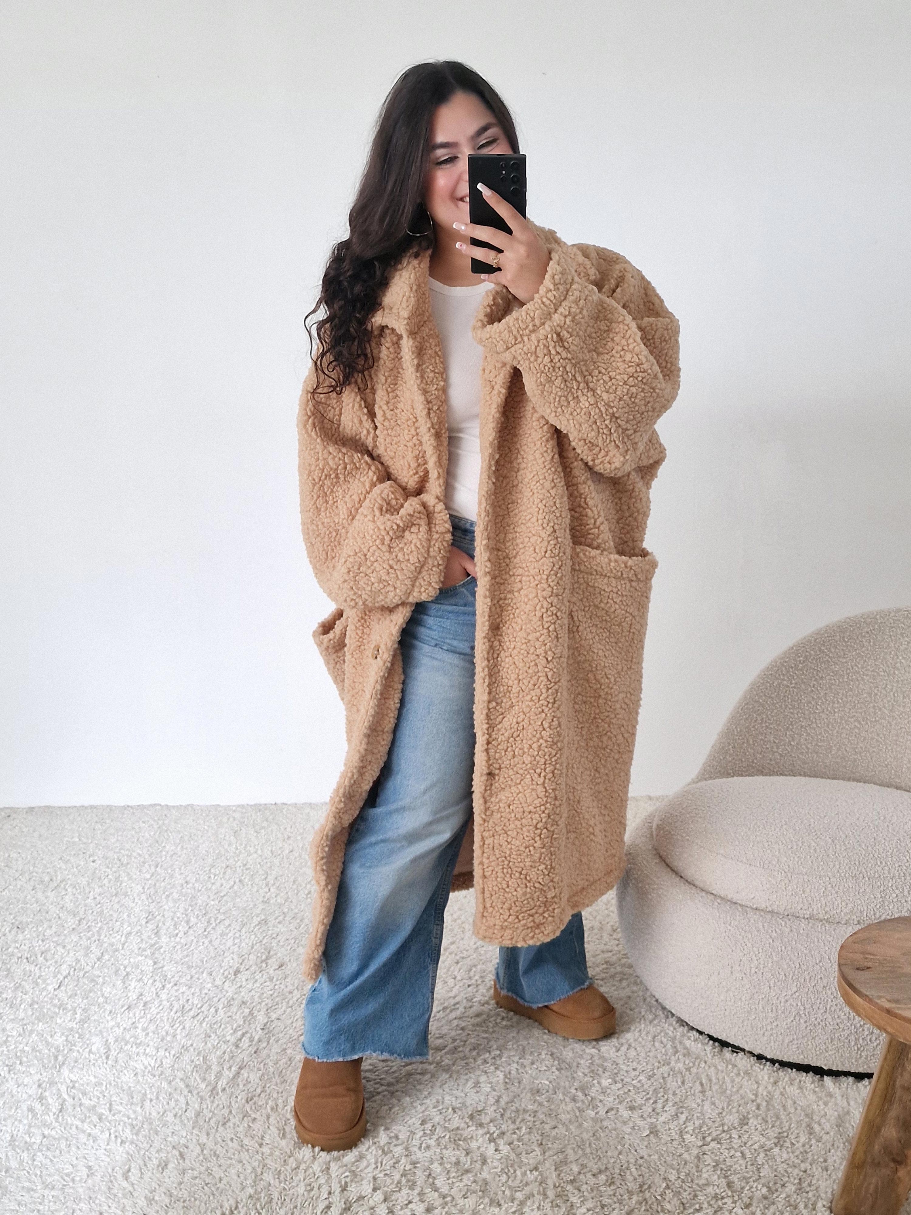 Teddylook Oversize Mantel mit Kragen - ICON - Oatmeal Teddylook Oversize Mantel mit Kragen - ICON - Oatmeal