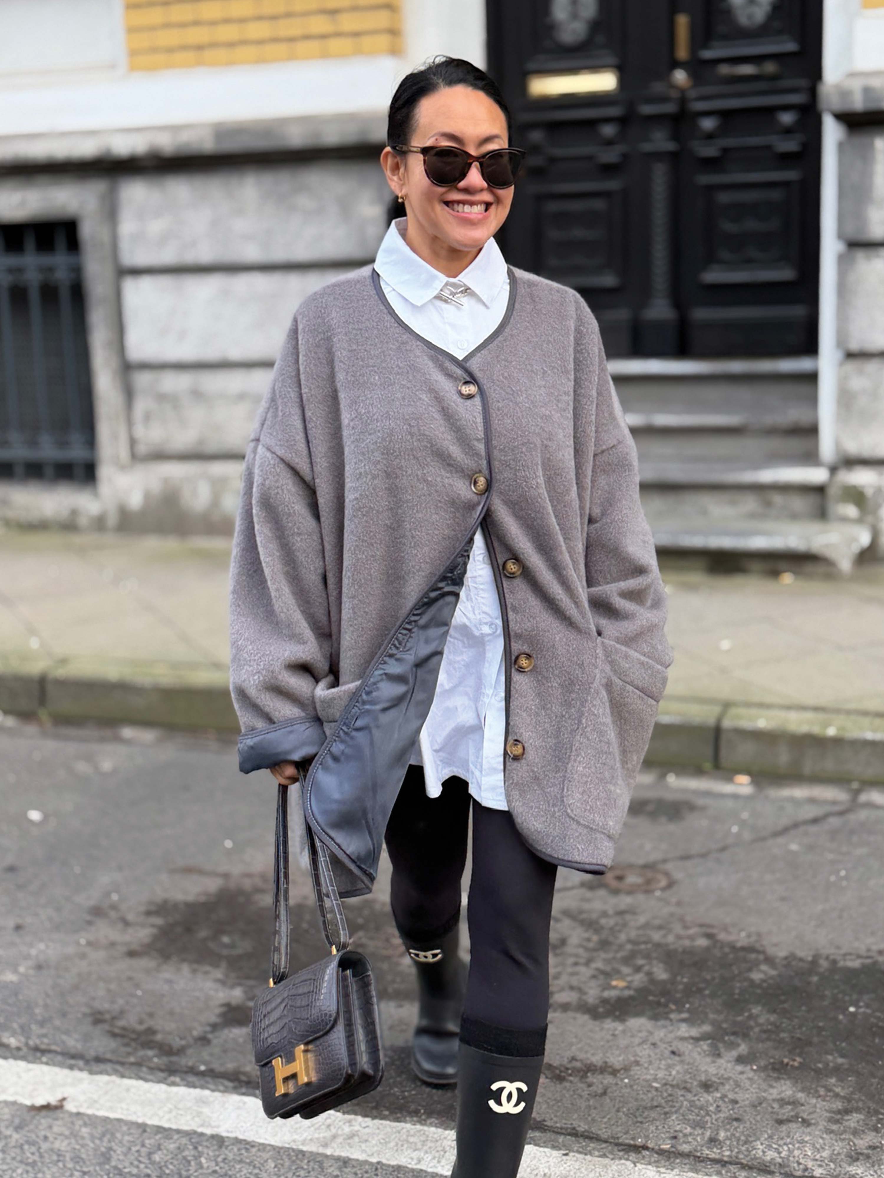 Oversize Jacke - SIGNATURE - Grau inkl. Gratisbrosche