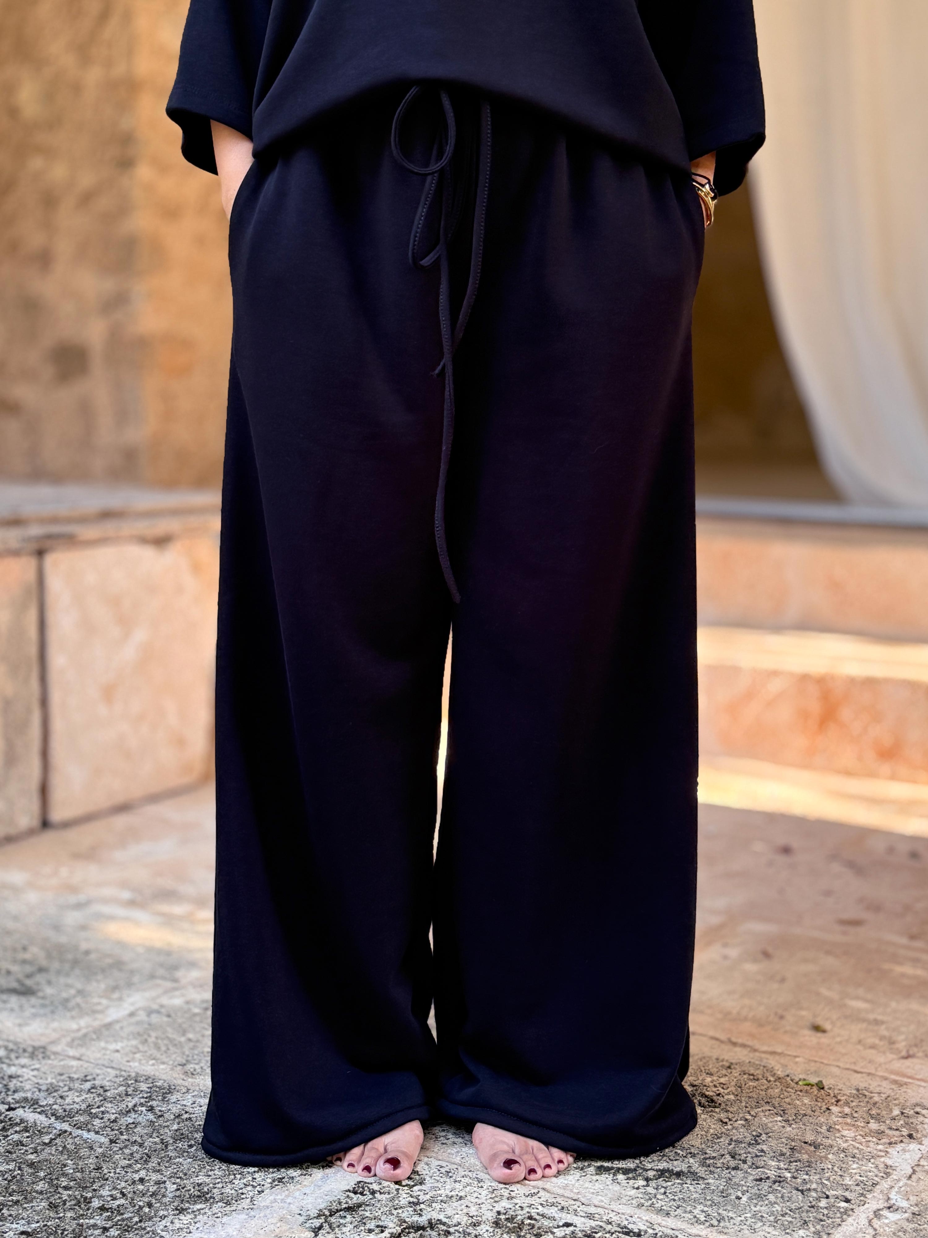 Basic Oversize Palazzo Hose - LOUNGE - REGULAR - Schwarz