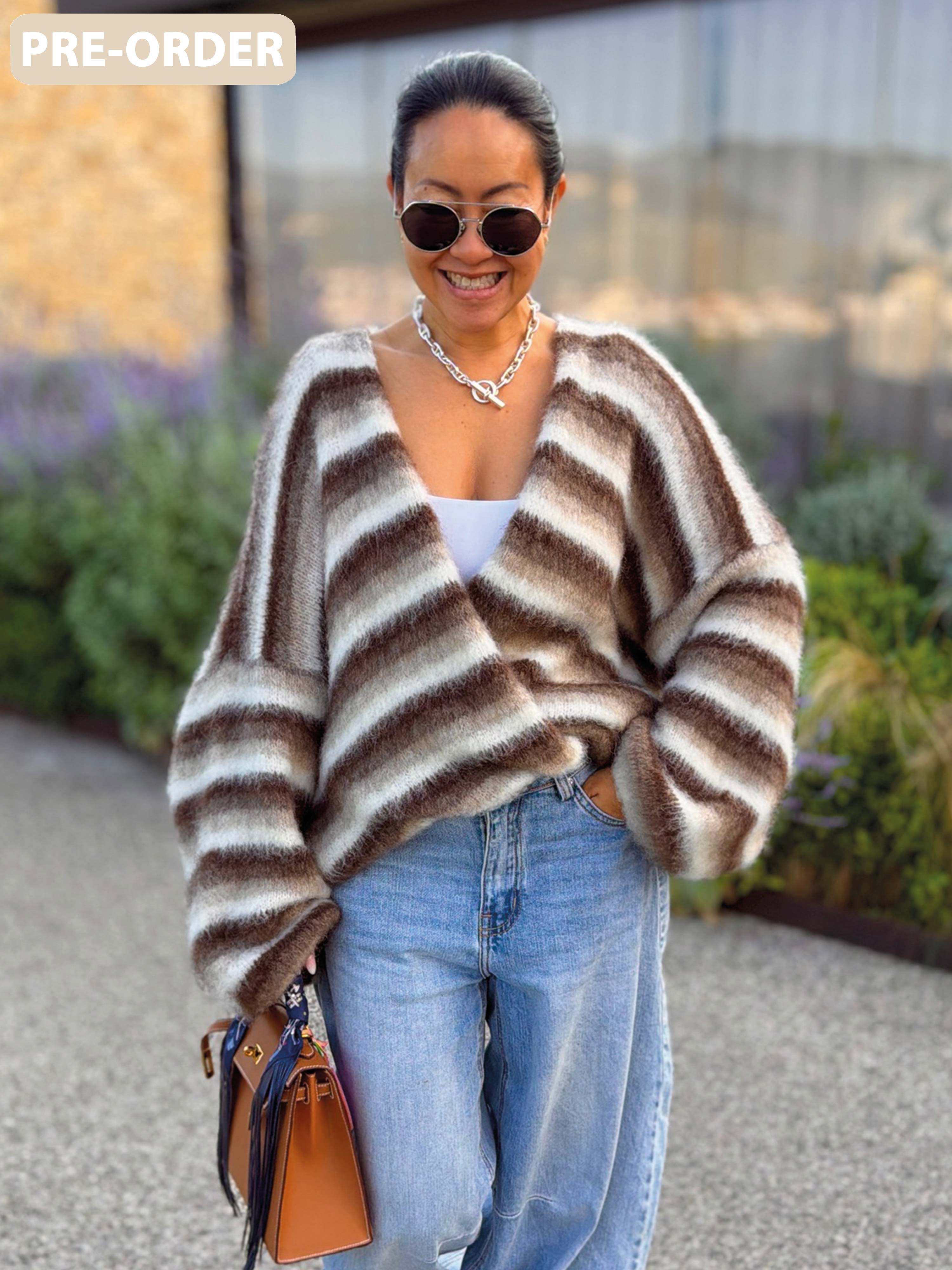 PRE-ORDER: Oversize Cardigan - FLUFFY - Schoko Mix