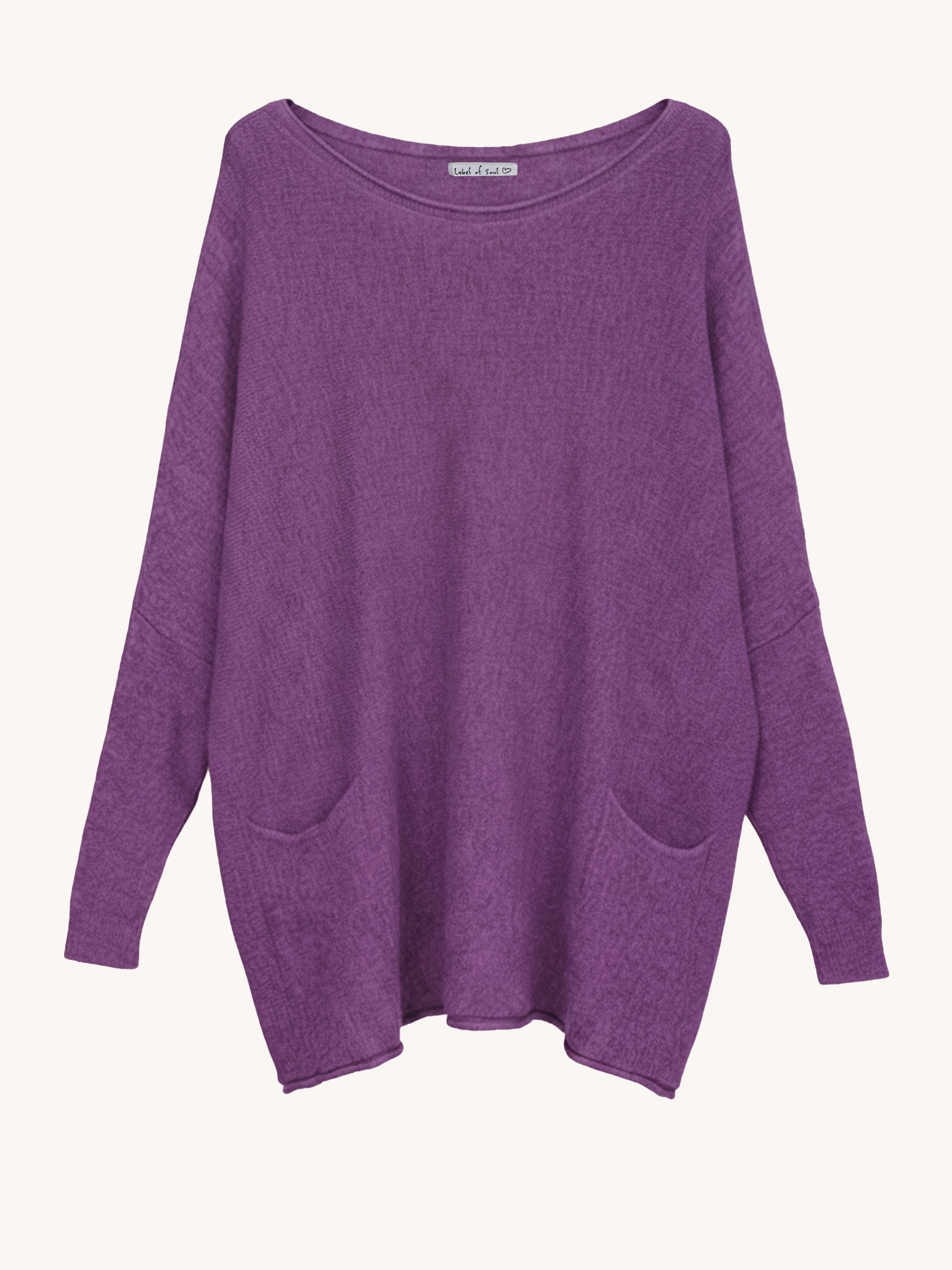 Oversize Viskose Pullover mit Taschen - Lila