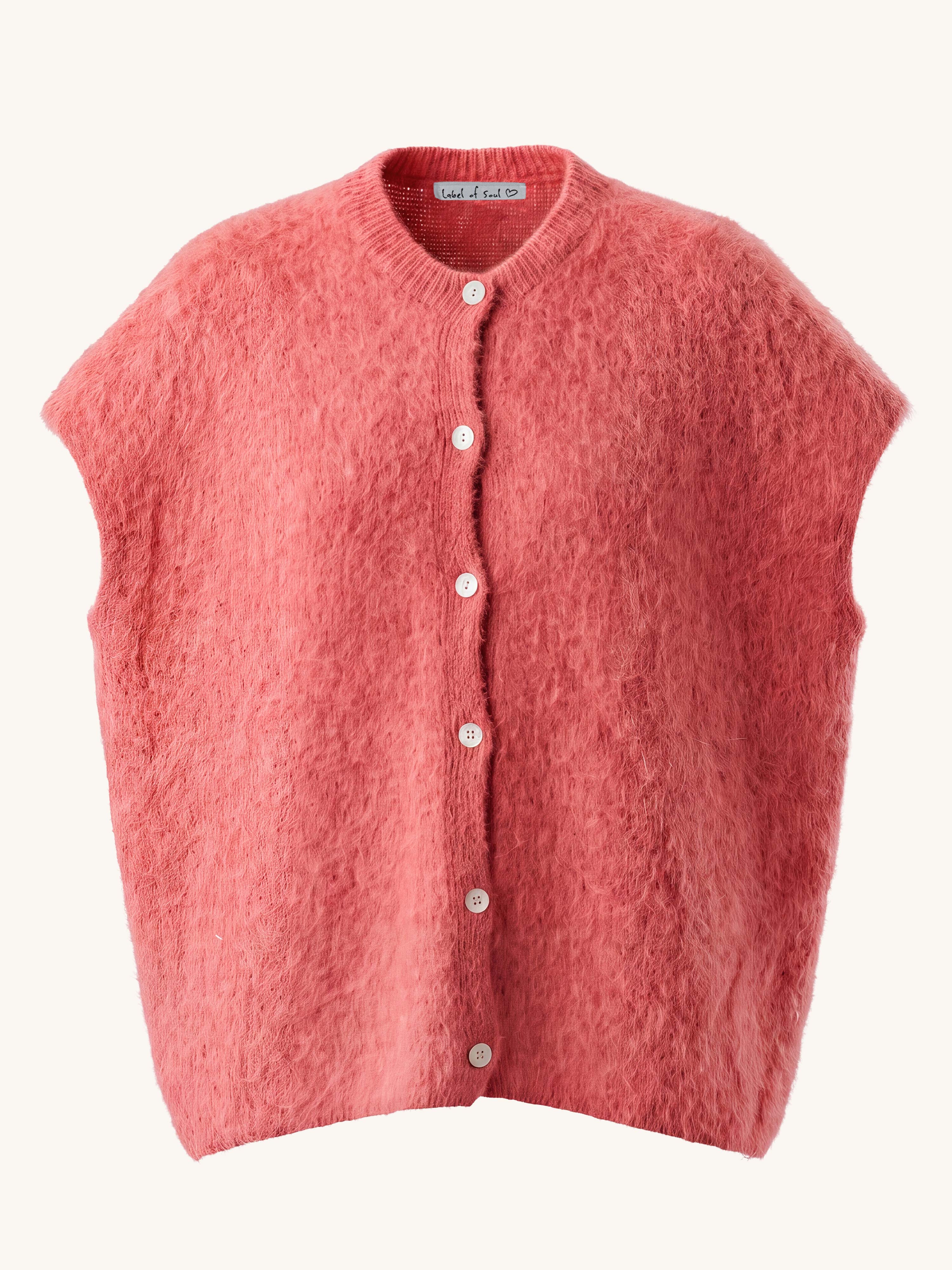 Oversize Strickjacke - FLUFFY - Koralle