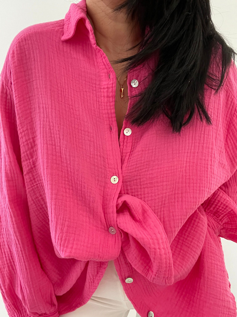 Musselin Long Oversize Bluse -  Must Have - Pink