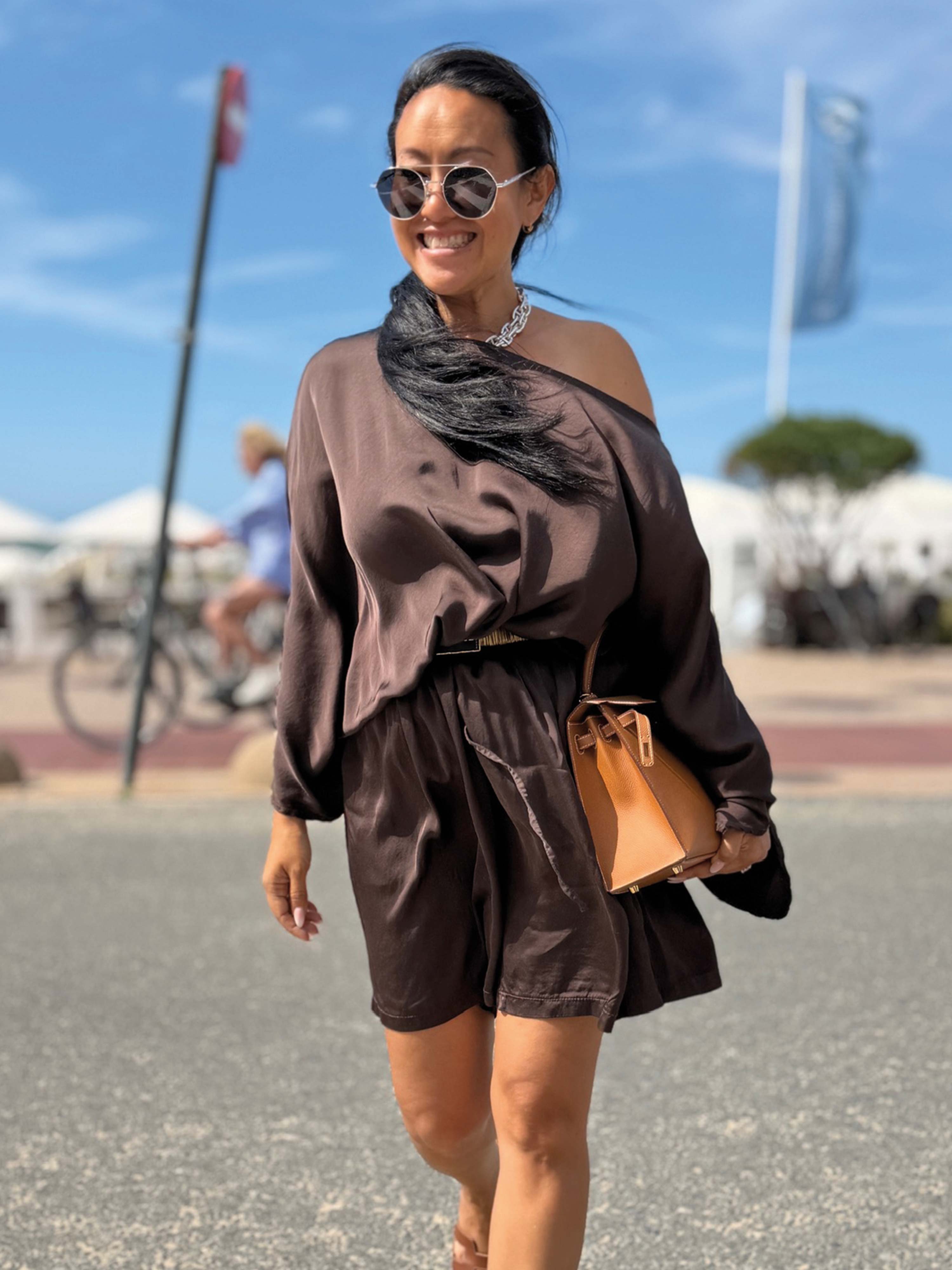 Oversize Viskose Poncho - ELEGANCE - Schoko