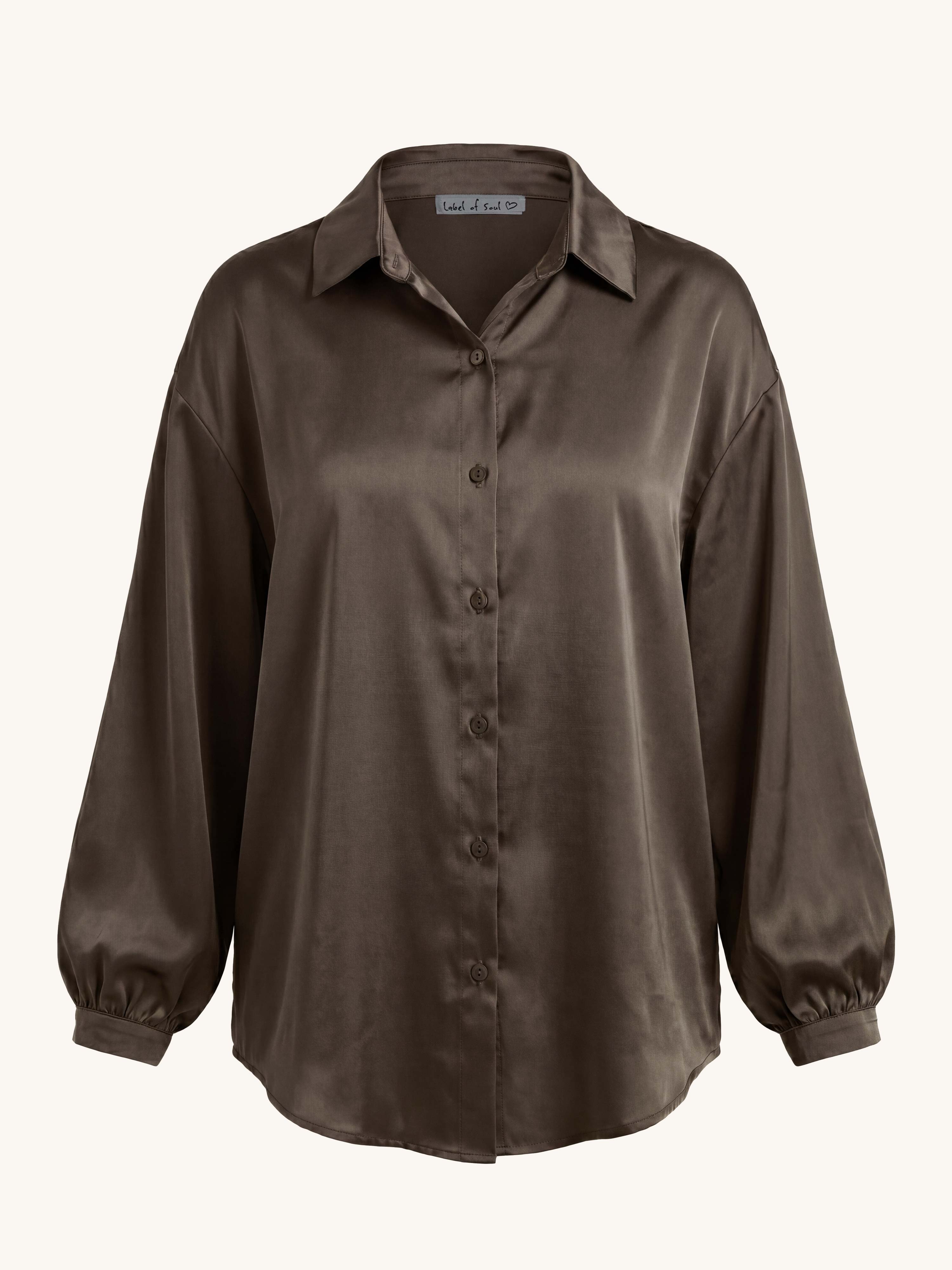 Viskose Midi Oversize Bluse - ELEGANCE - Schoko