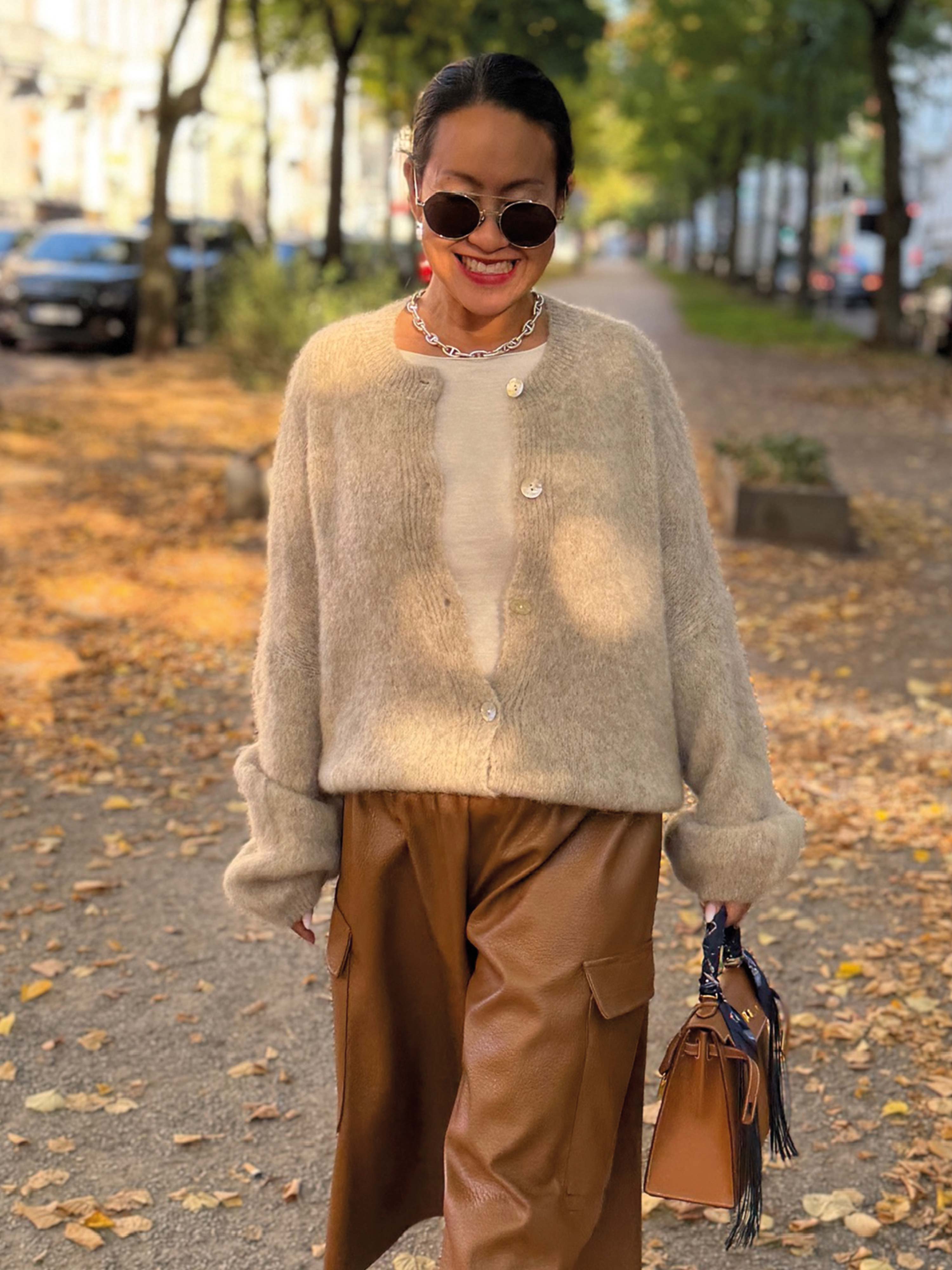 Oversize Strickjacke - FLUFFY - Oatmeal