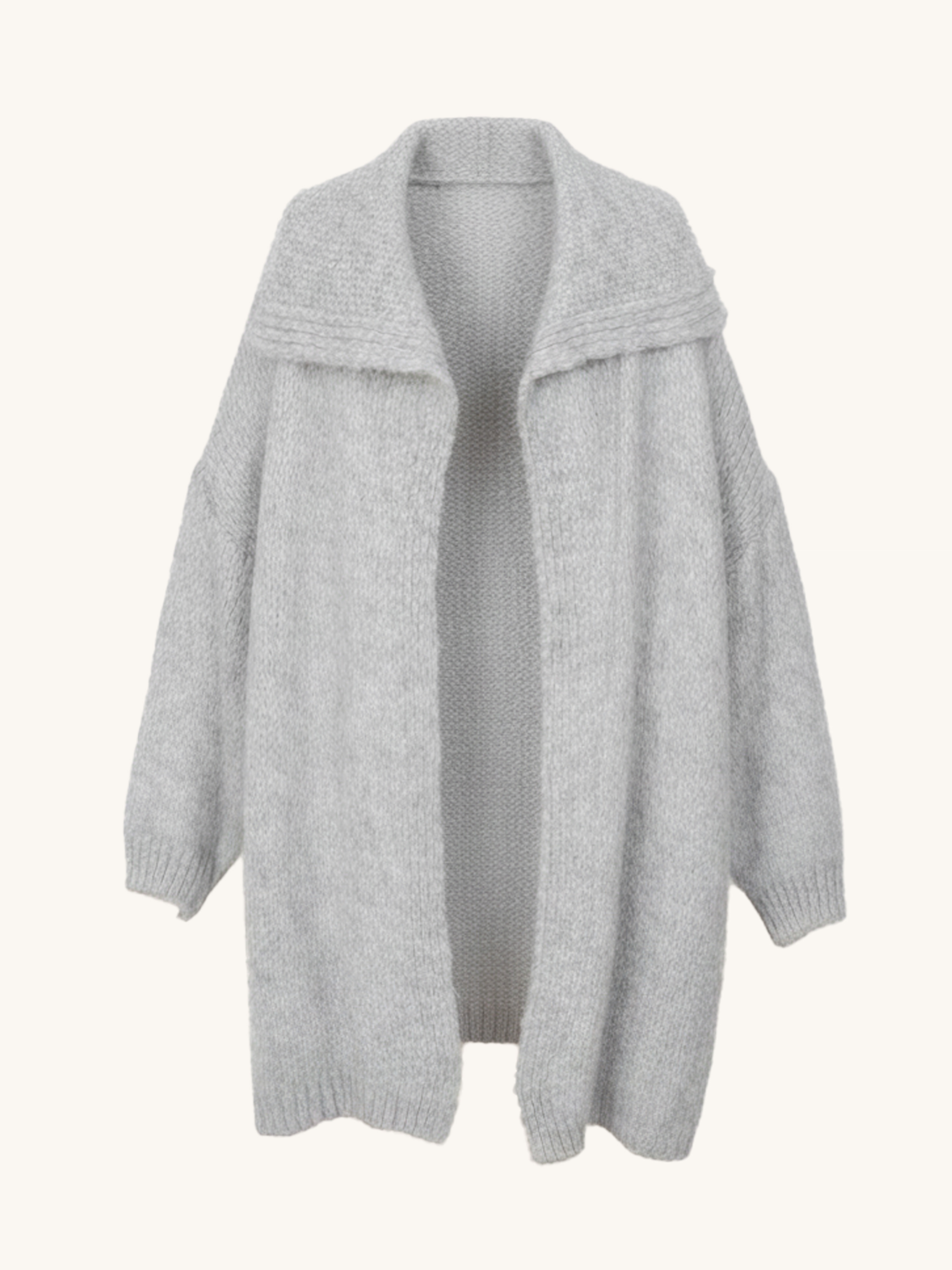 Oversize Strickjacke FLAUSCHI mit Kragen - Hellgrau
