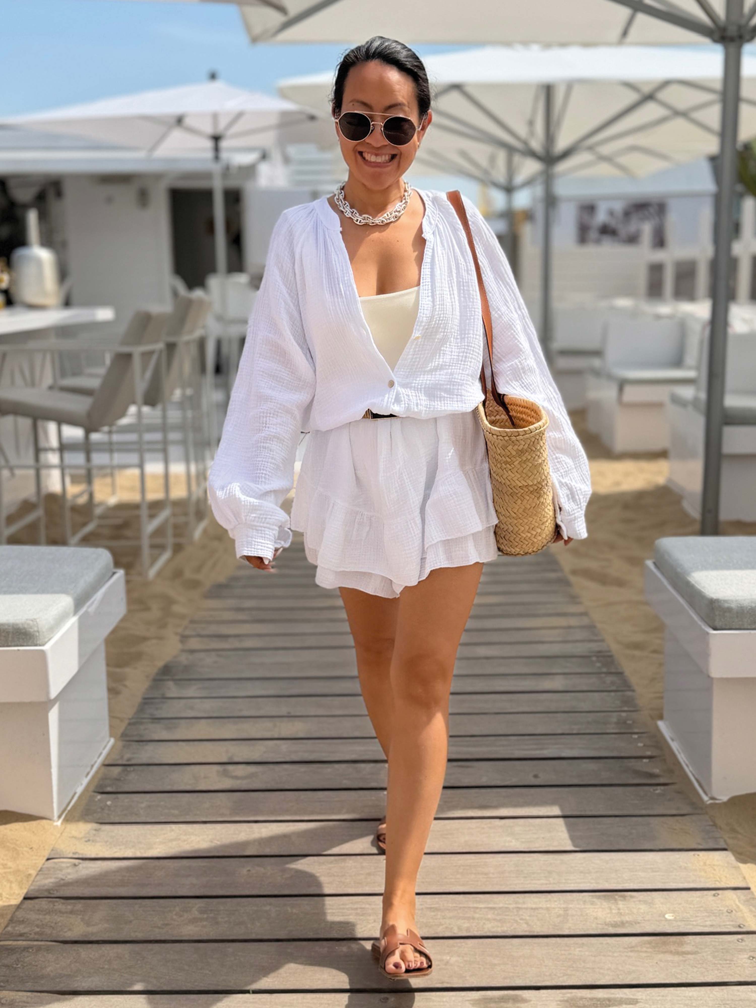 Musselin Overall Jumpsuit SAMOS - Weiss