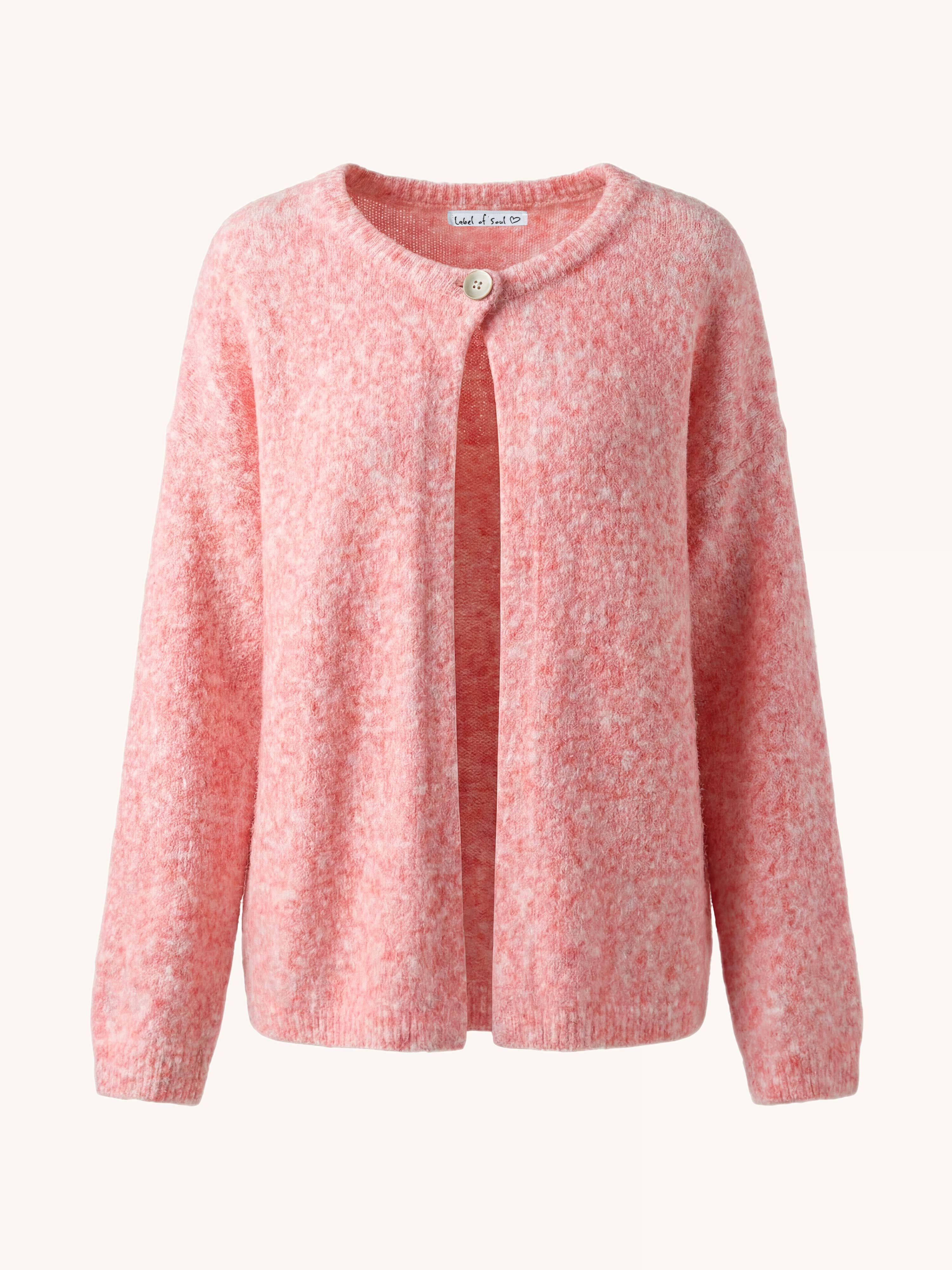 PRE-ORDER: ONE Button Soft Strickjacke mit Alpakawollanteil - Rosa