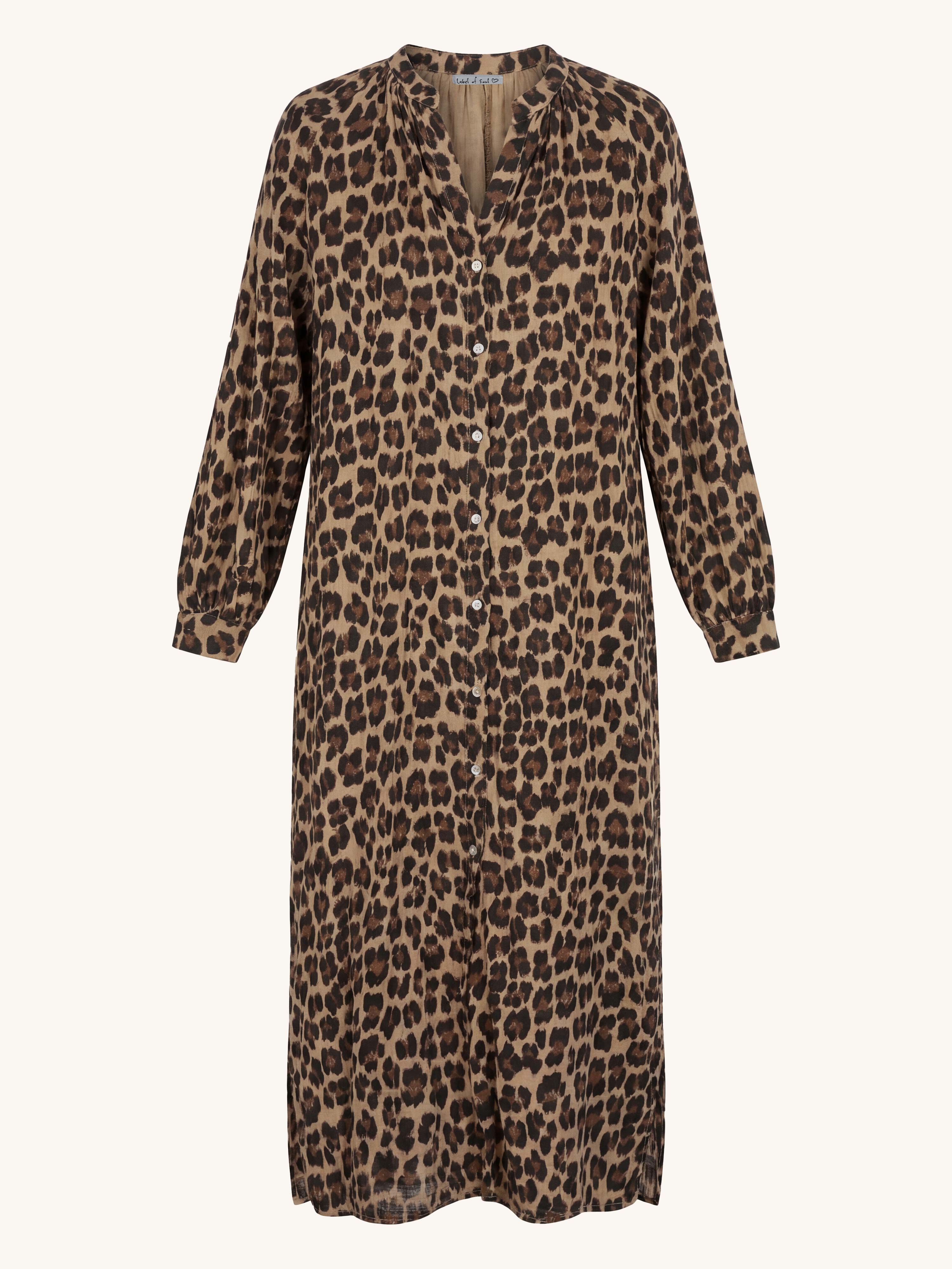 Musselin Oversize Kleid mit Gürtel - ONESIZE - Leo Camel