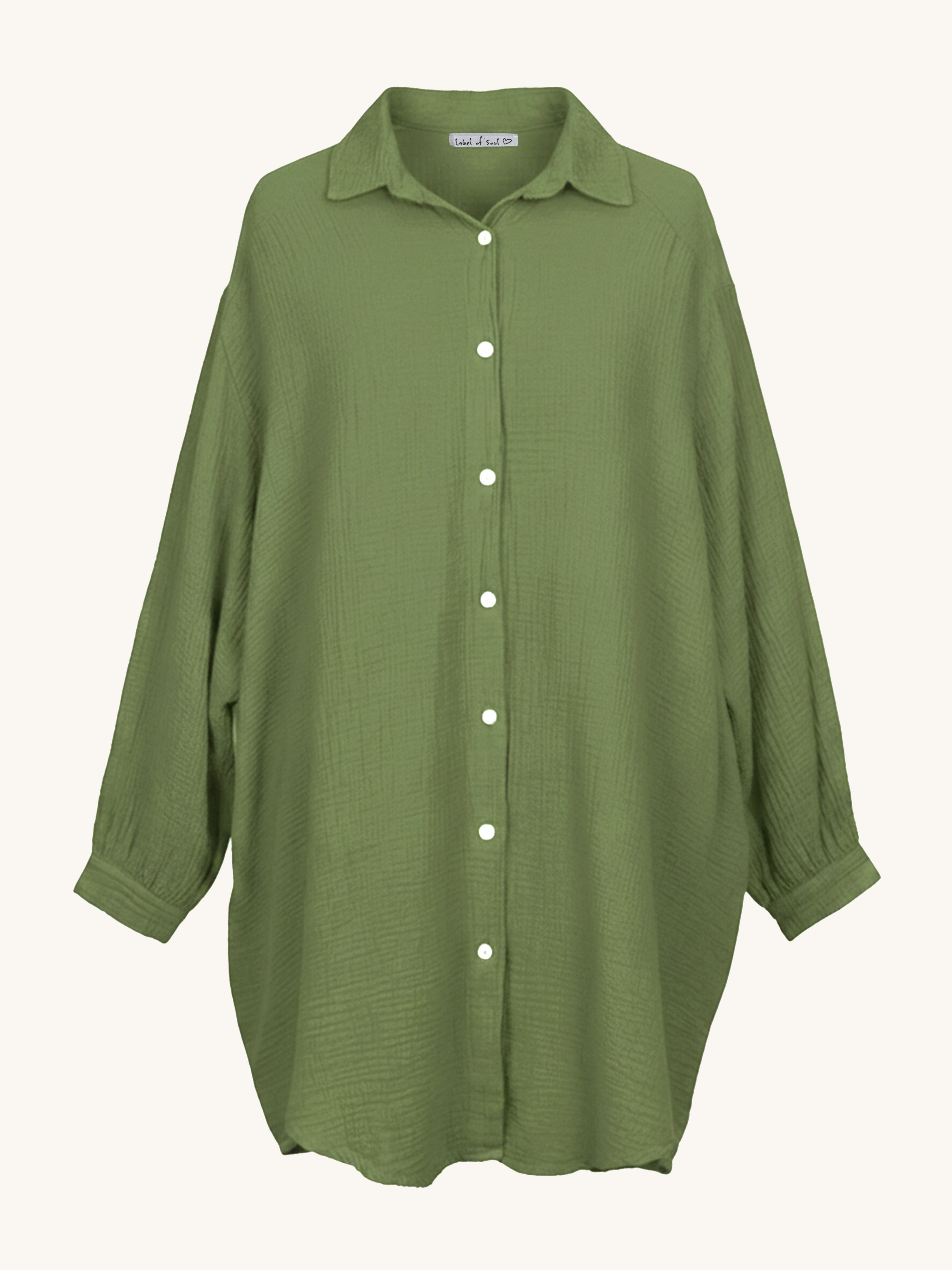 Musselin Long Oversize Bluse - Must Have - Olive