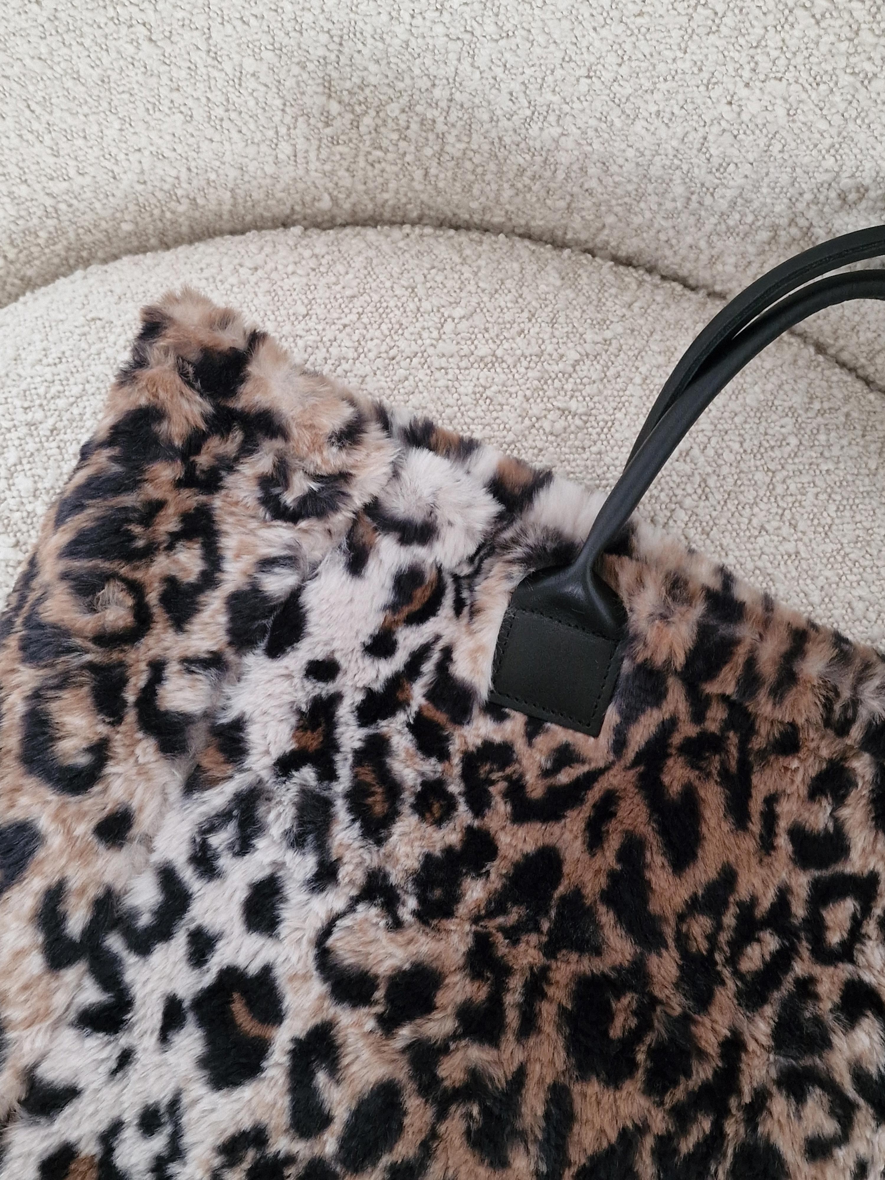 Kunstfell Tasche - LEOPARD - Beige