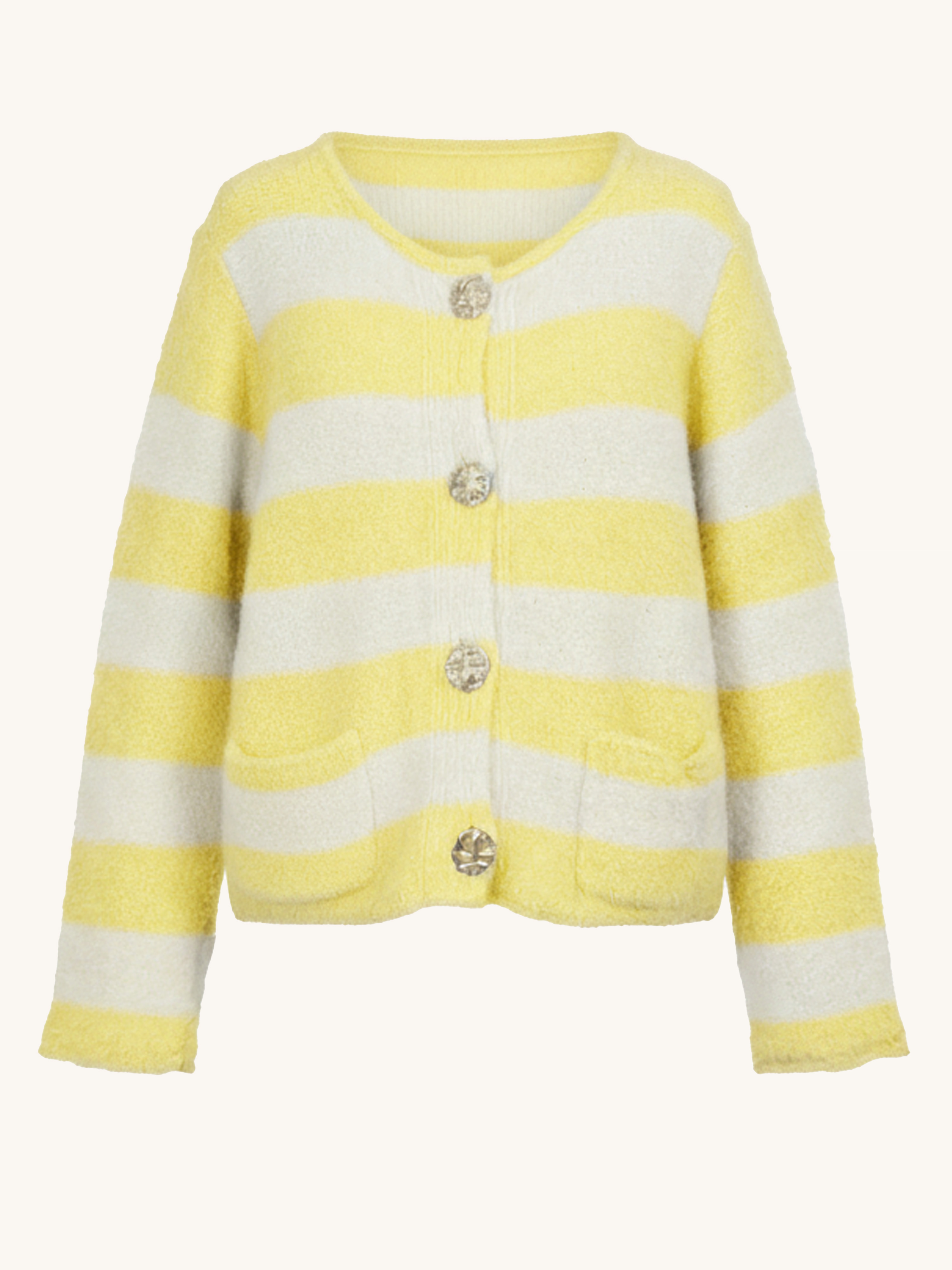 Cardigan mit Streifen & Rundhalsausschnitt - BUTTONI - Gelb/Beige Cardigan mit Streifen & Rundhalsausschnitt - BUTTONI - Gelb/Beige