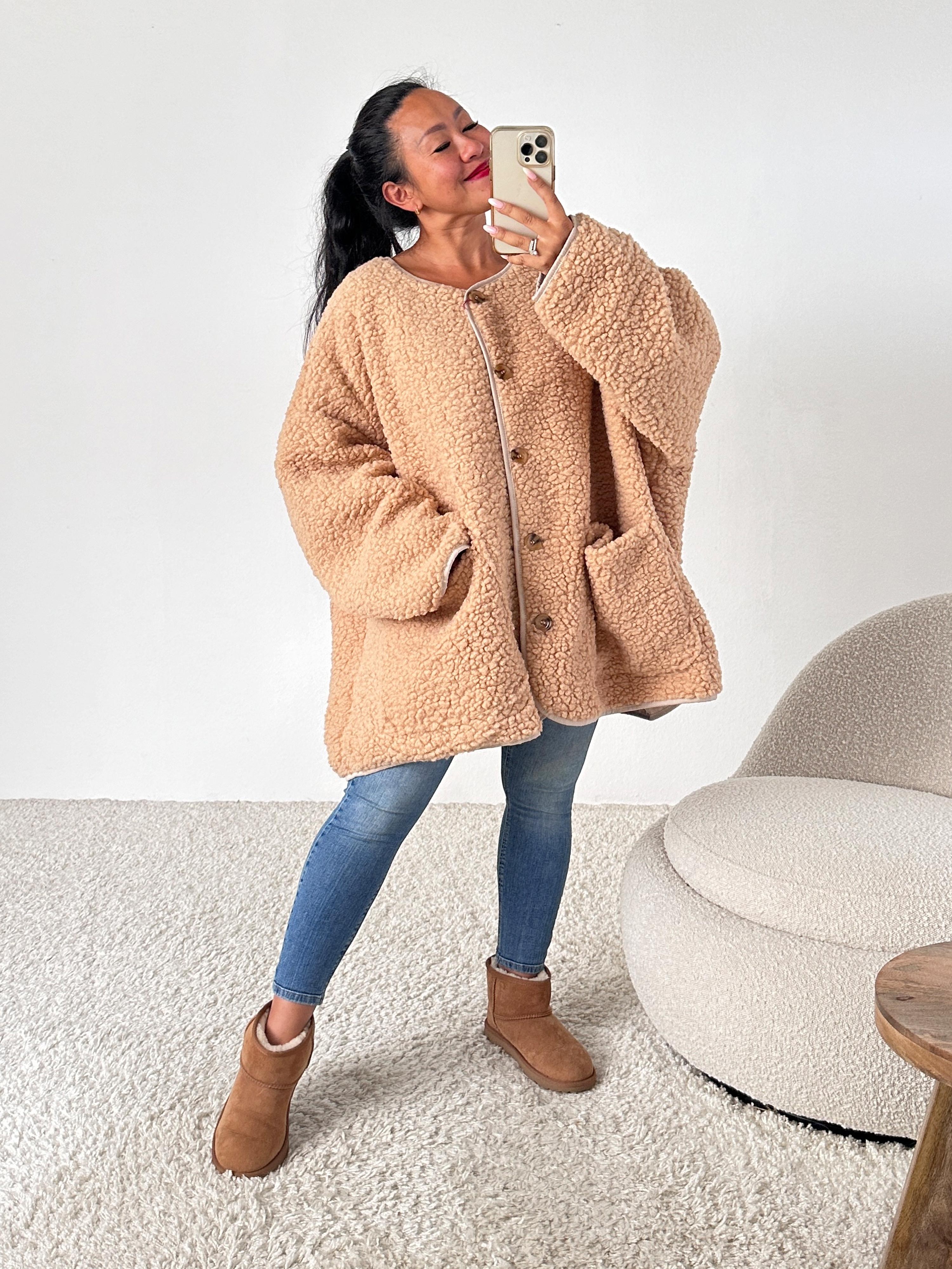 Teddylook Oversize Jacke - ICON - Oatmeal Teddylook Oversize Jacke - ICON - Oatmeal