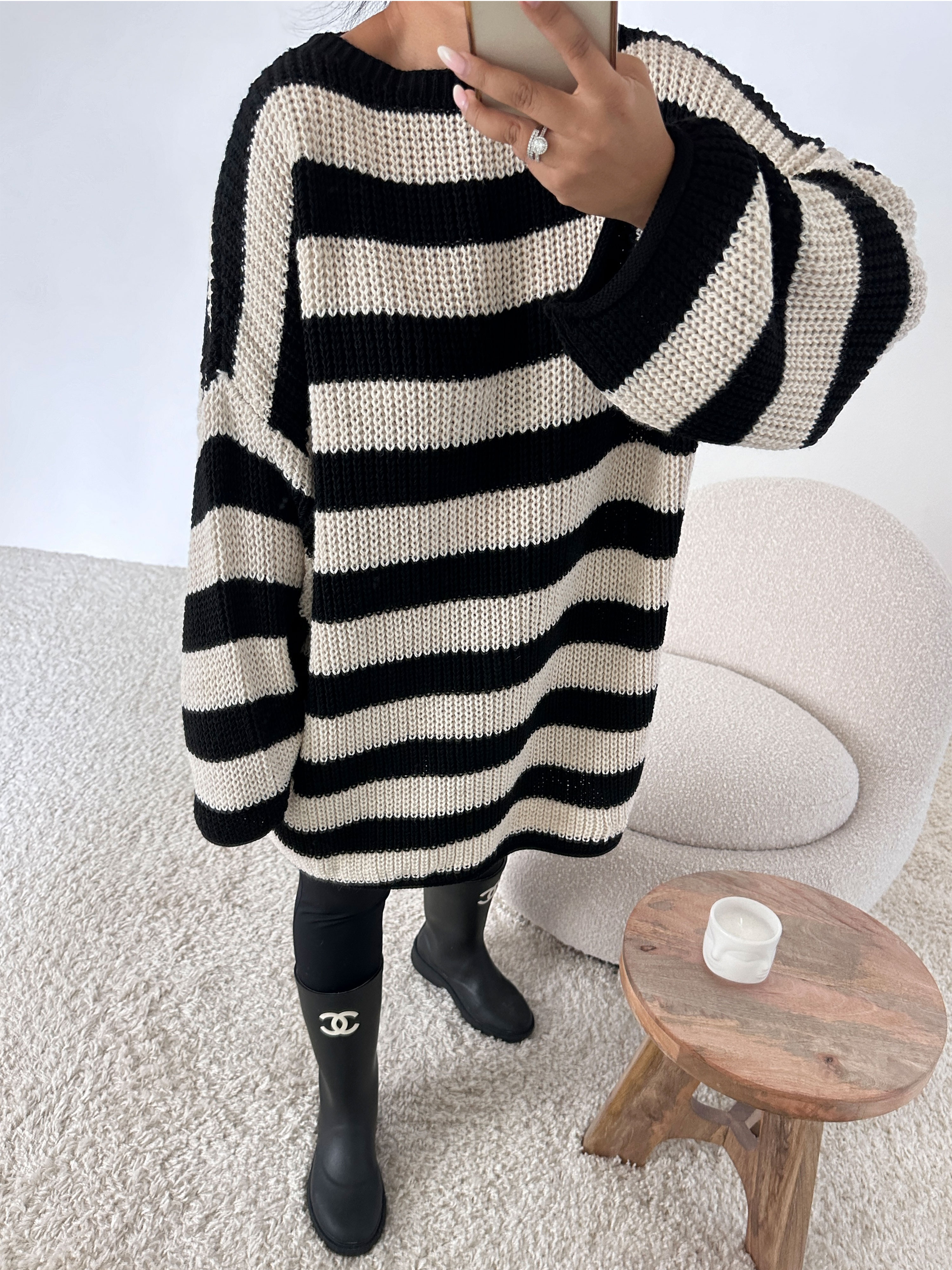 Schwerstrickpullover - STRIPES - Schwarz Schwerstrickpullover - STRIPES - Schwarz