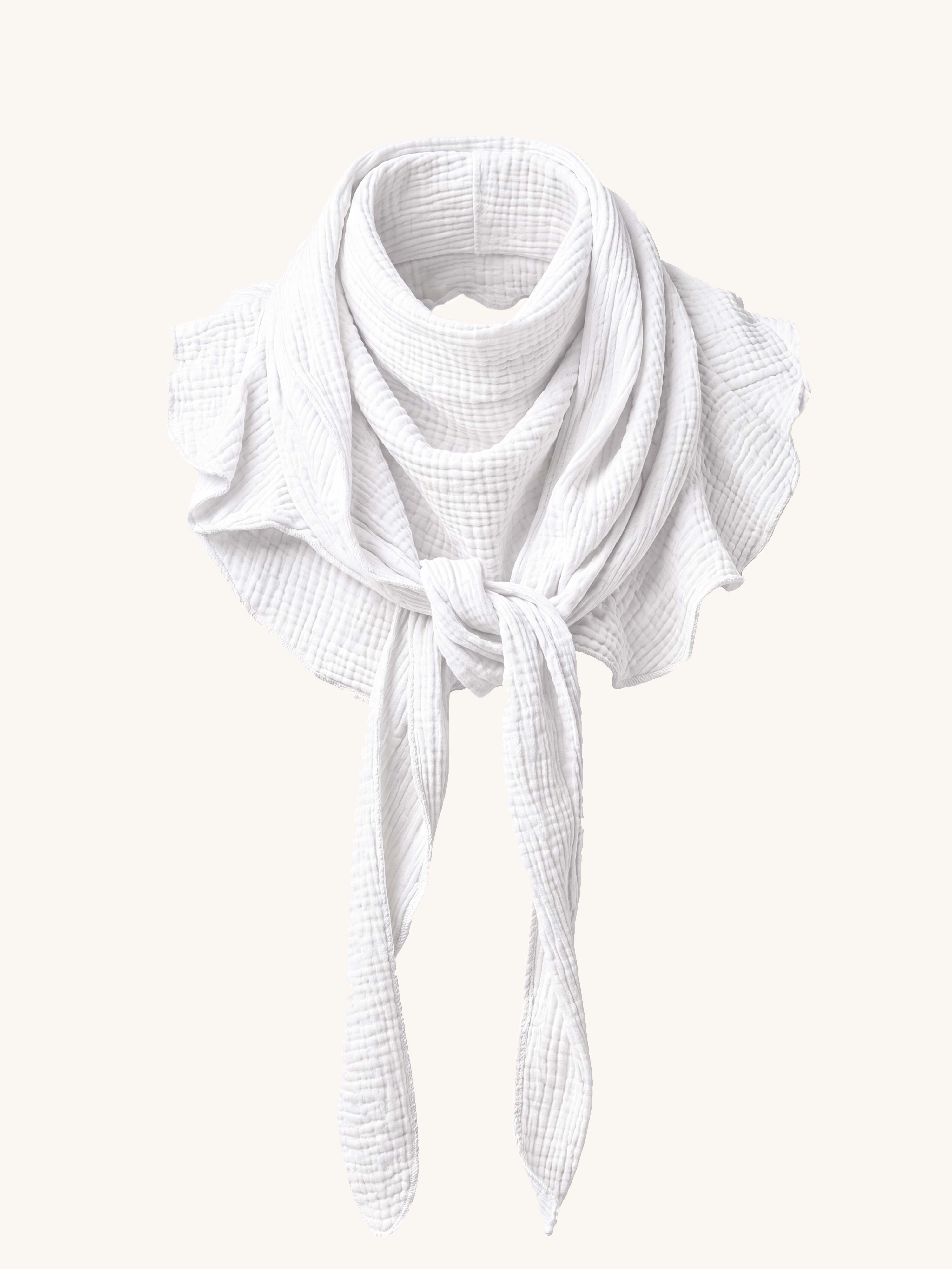 Musselin Volants Schal Top - Weiss