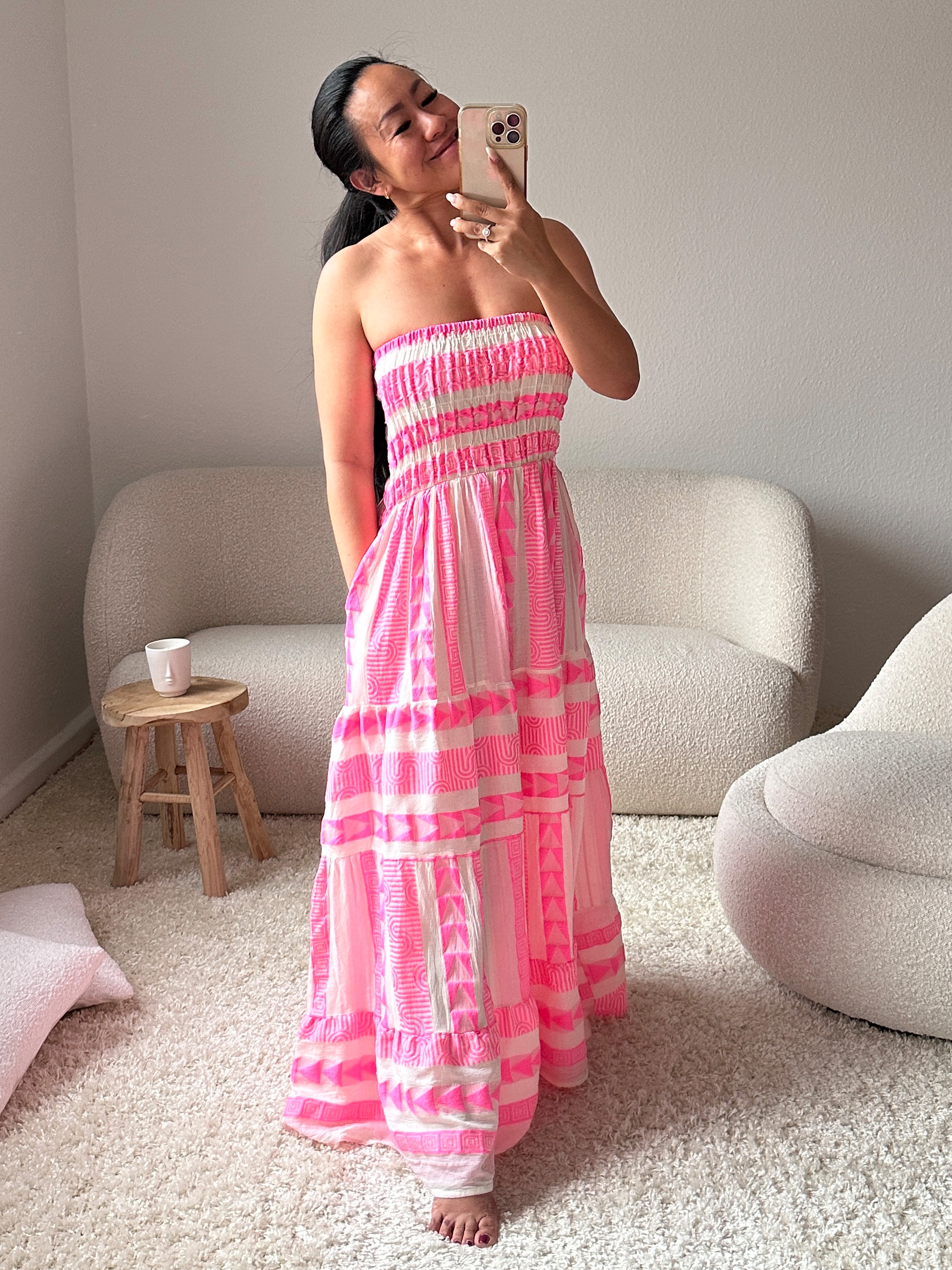 Trägerloses Bandeau Kleid CANCUN - Pink