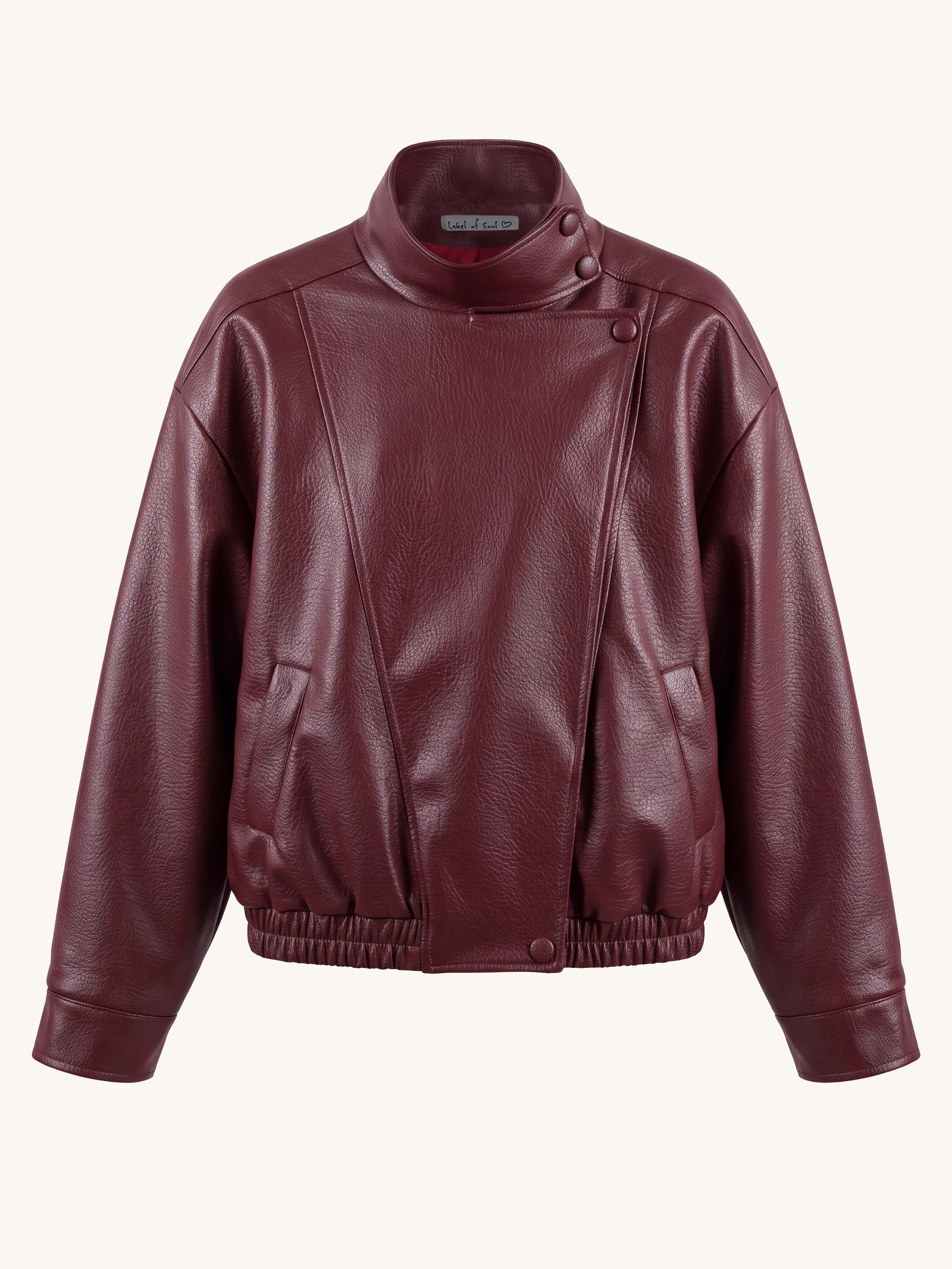 Kunstleder Trench Coat Jacke - Burgundy