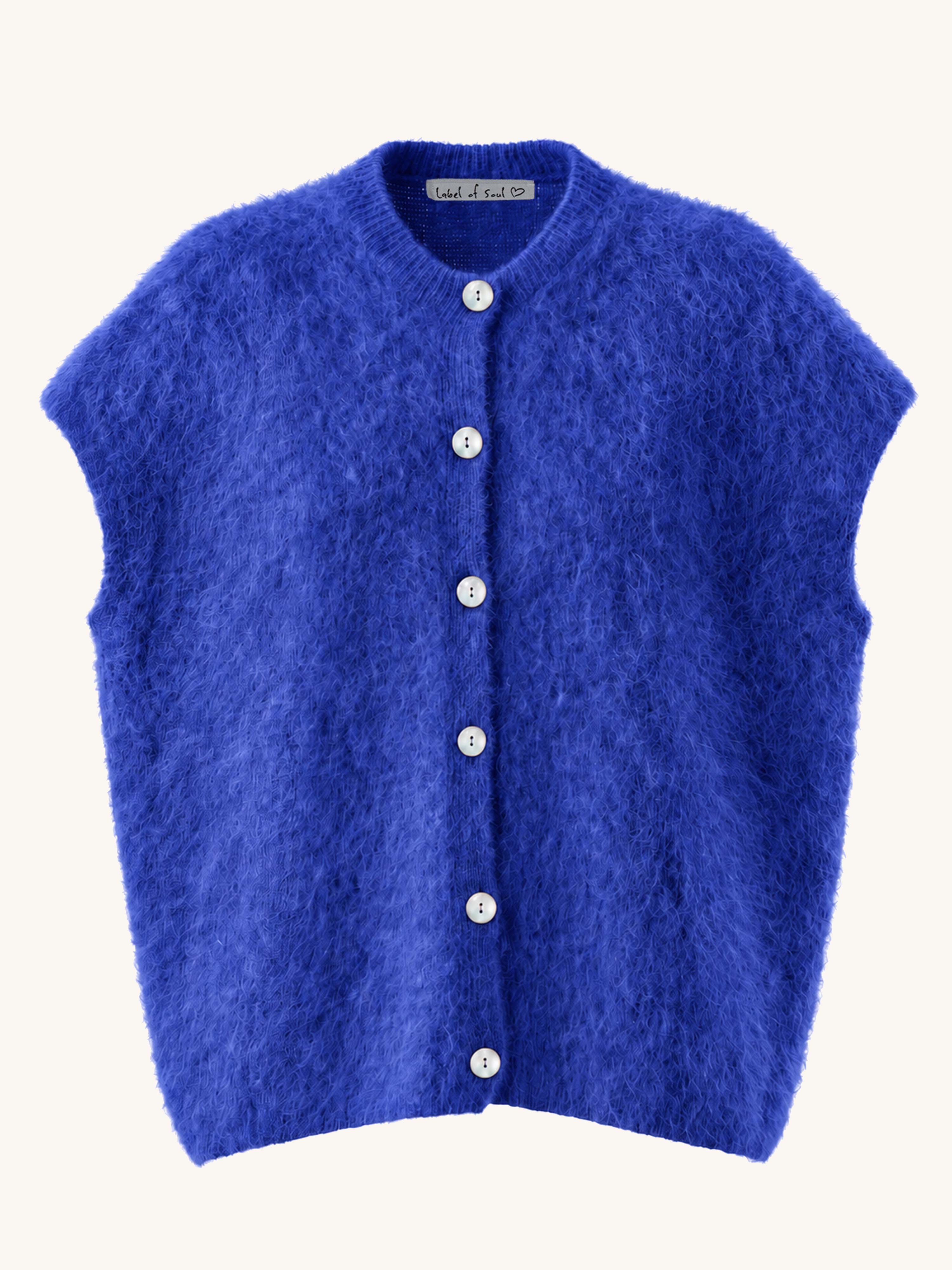 Oversize Strickweste - FLUFFY - Royalblau