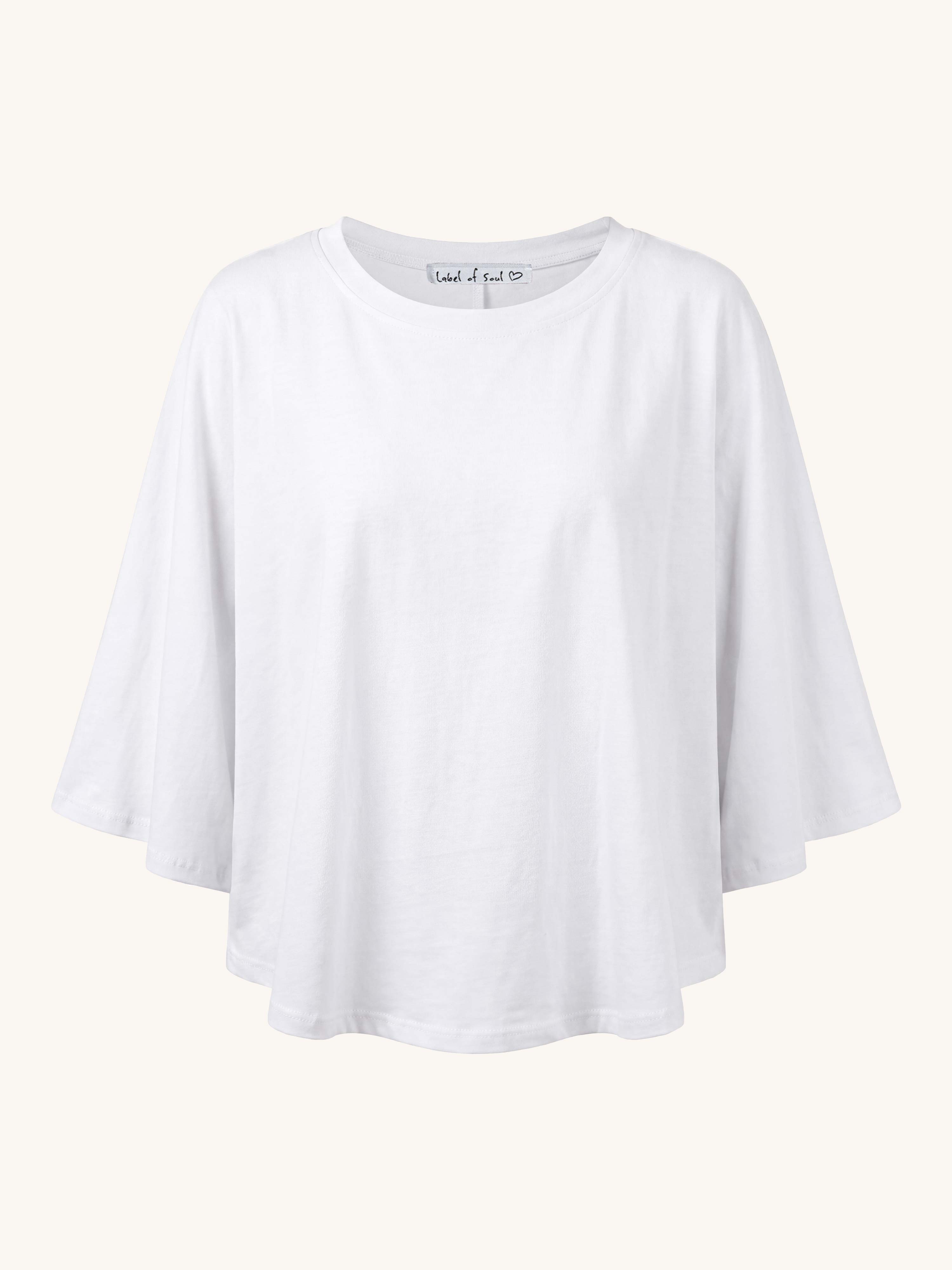 Basic Oversize Kurzarm Poncho Shirt - Weiss