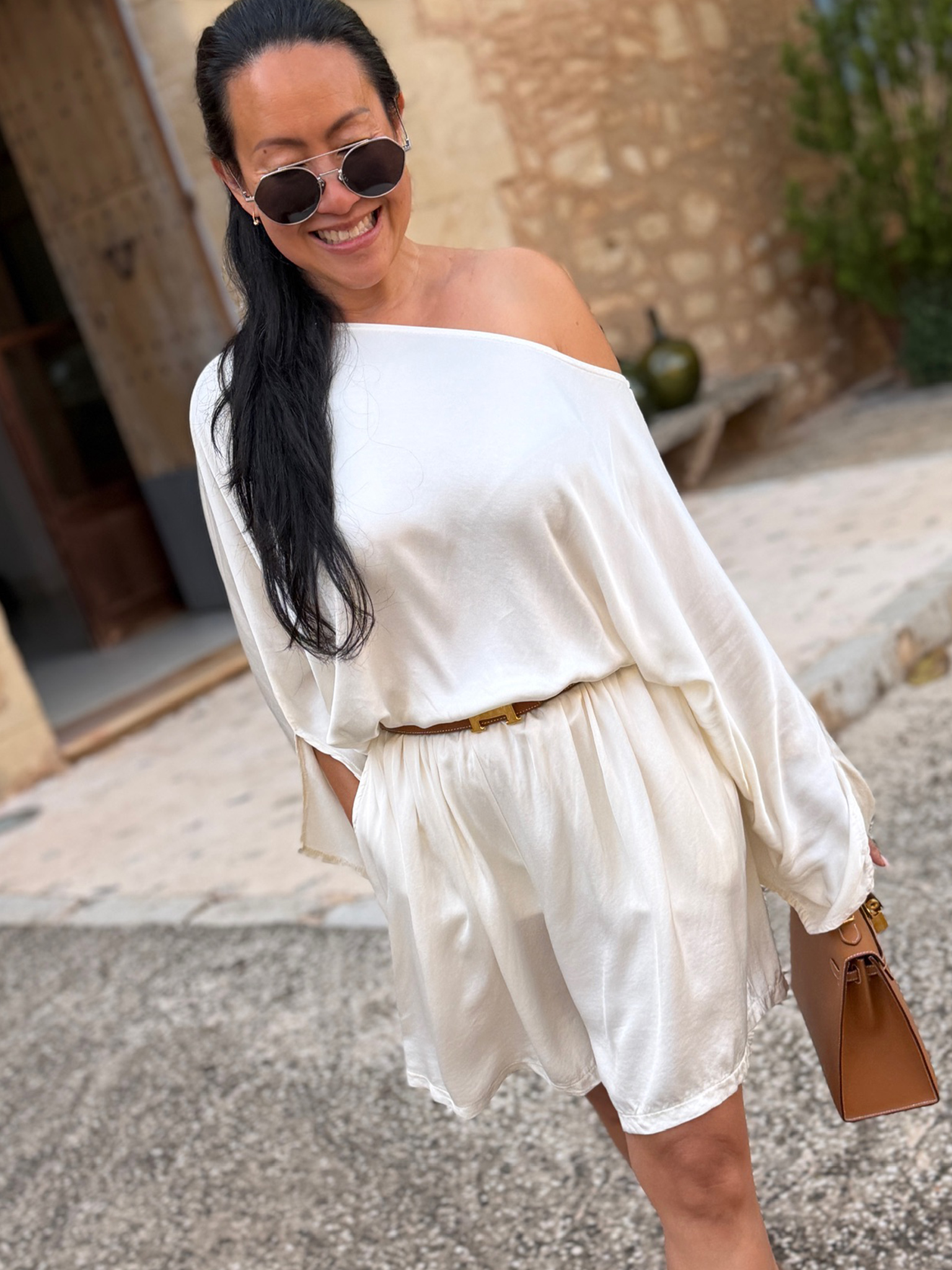 Oversize Viskose Poncho - ELEGANCE - Creme