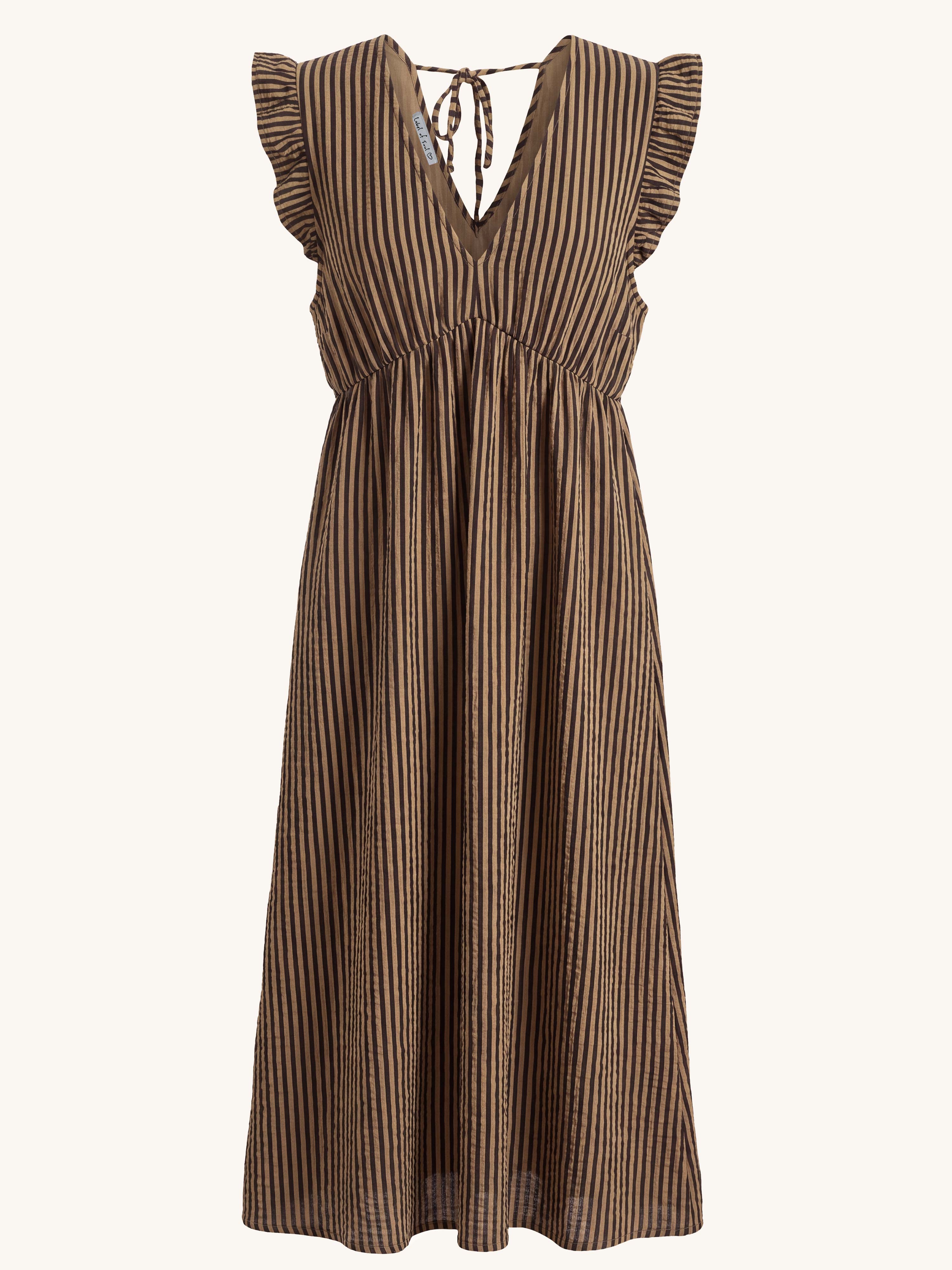 Musselin Kleid Soho - CURVY - STRIPES Camel/Schwarz