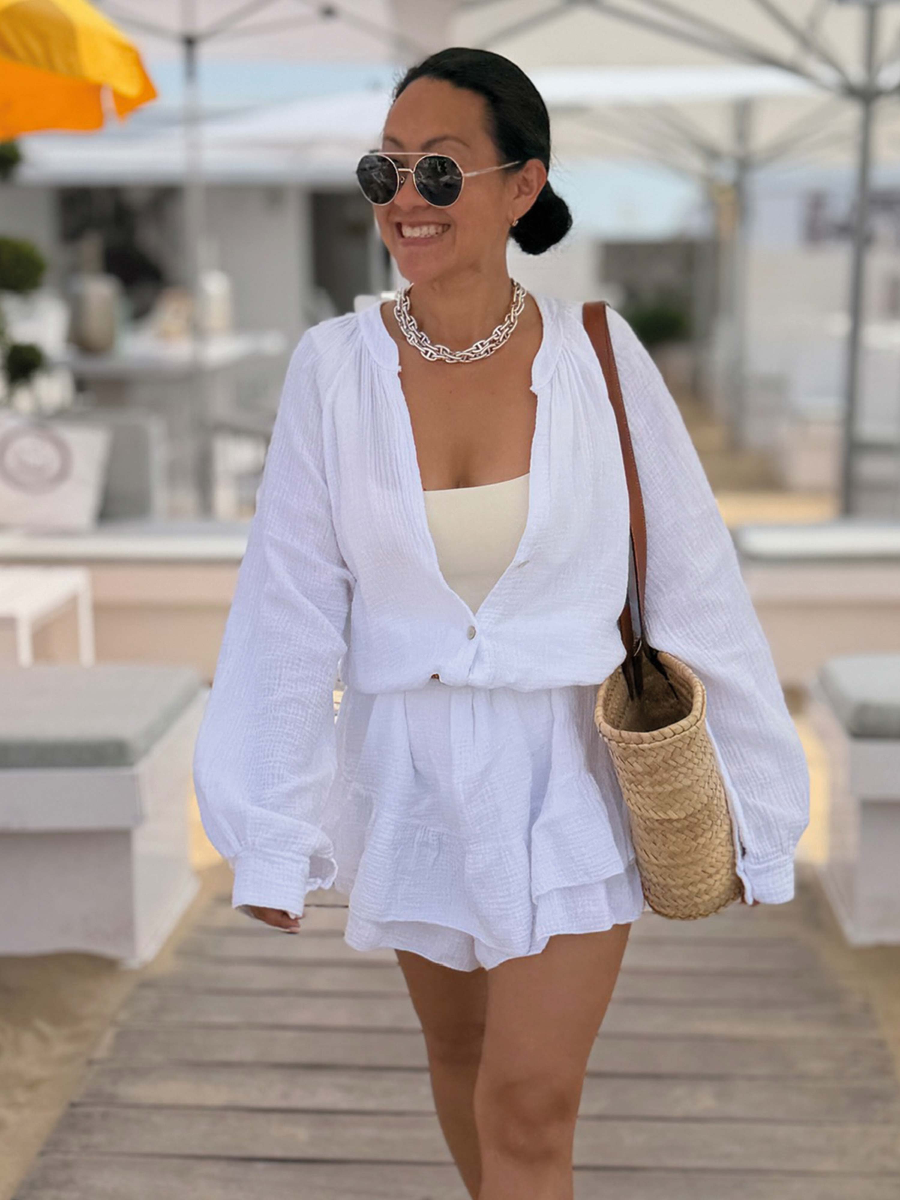 Musselin Overall Jumpsuit SAMOS - Weiss