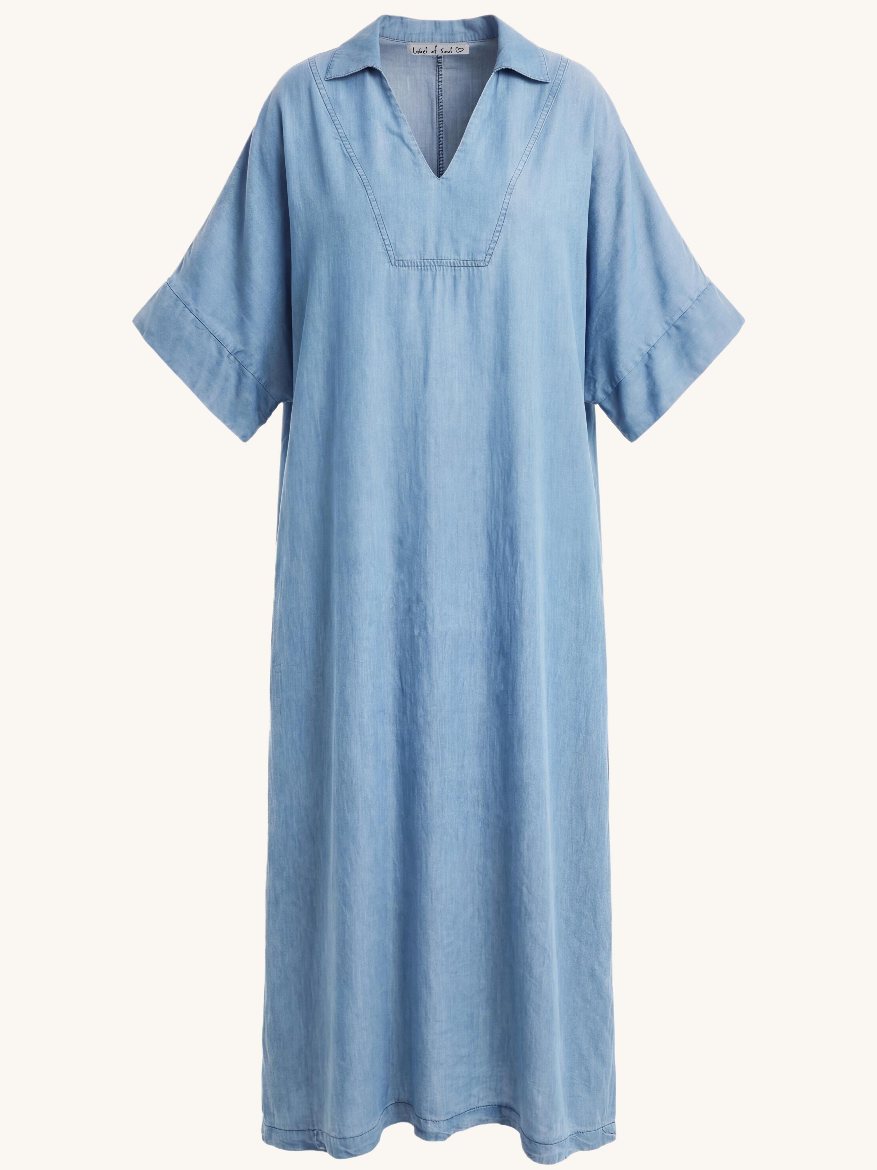 Lyocell Oversize Hemdtunika Long - Blue