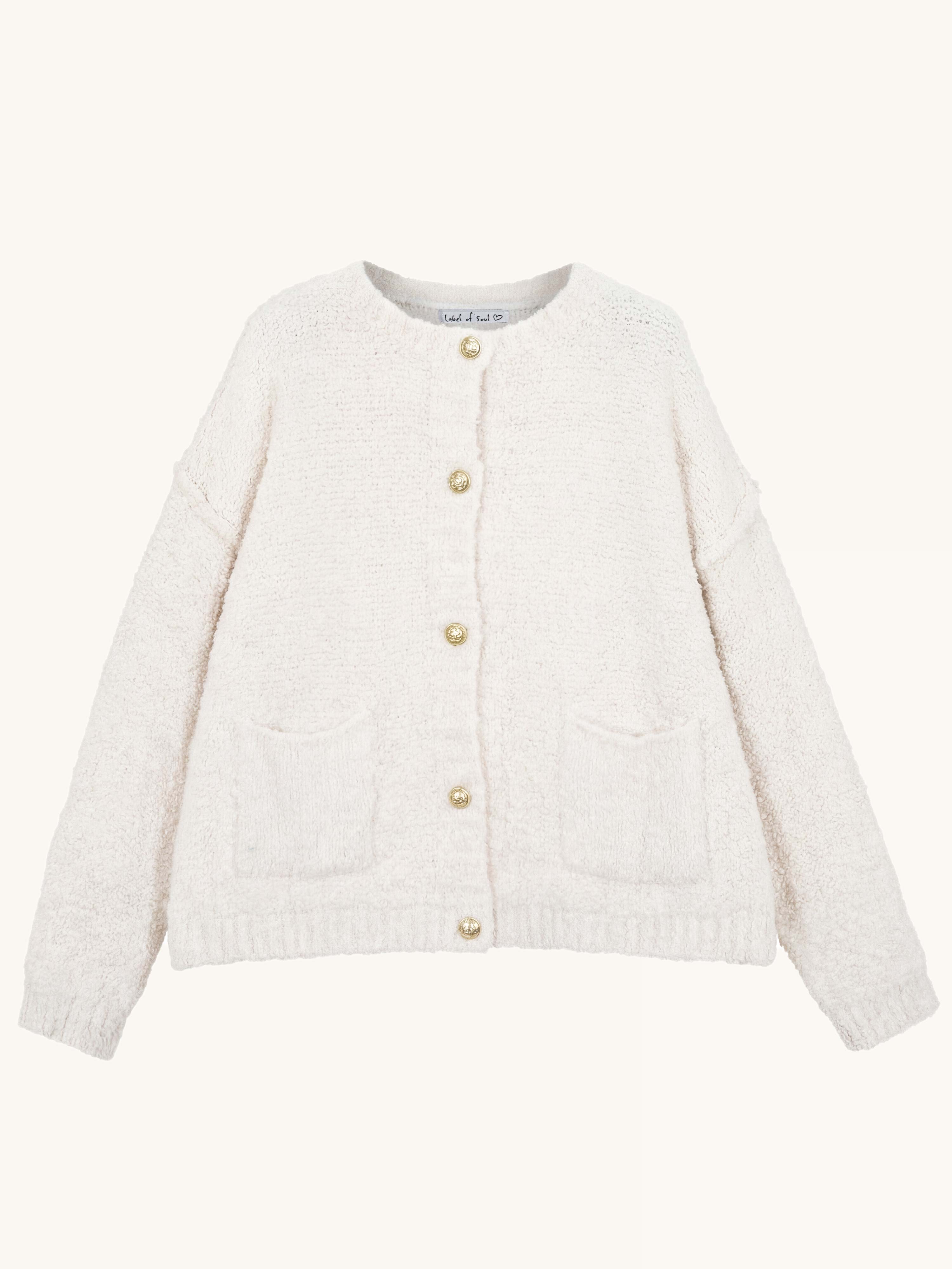PREMIUM Bouclé Cardigan - Creme
