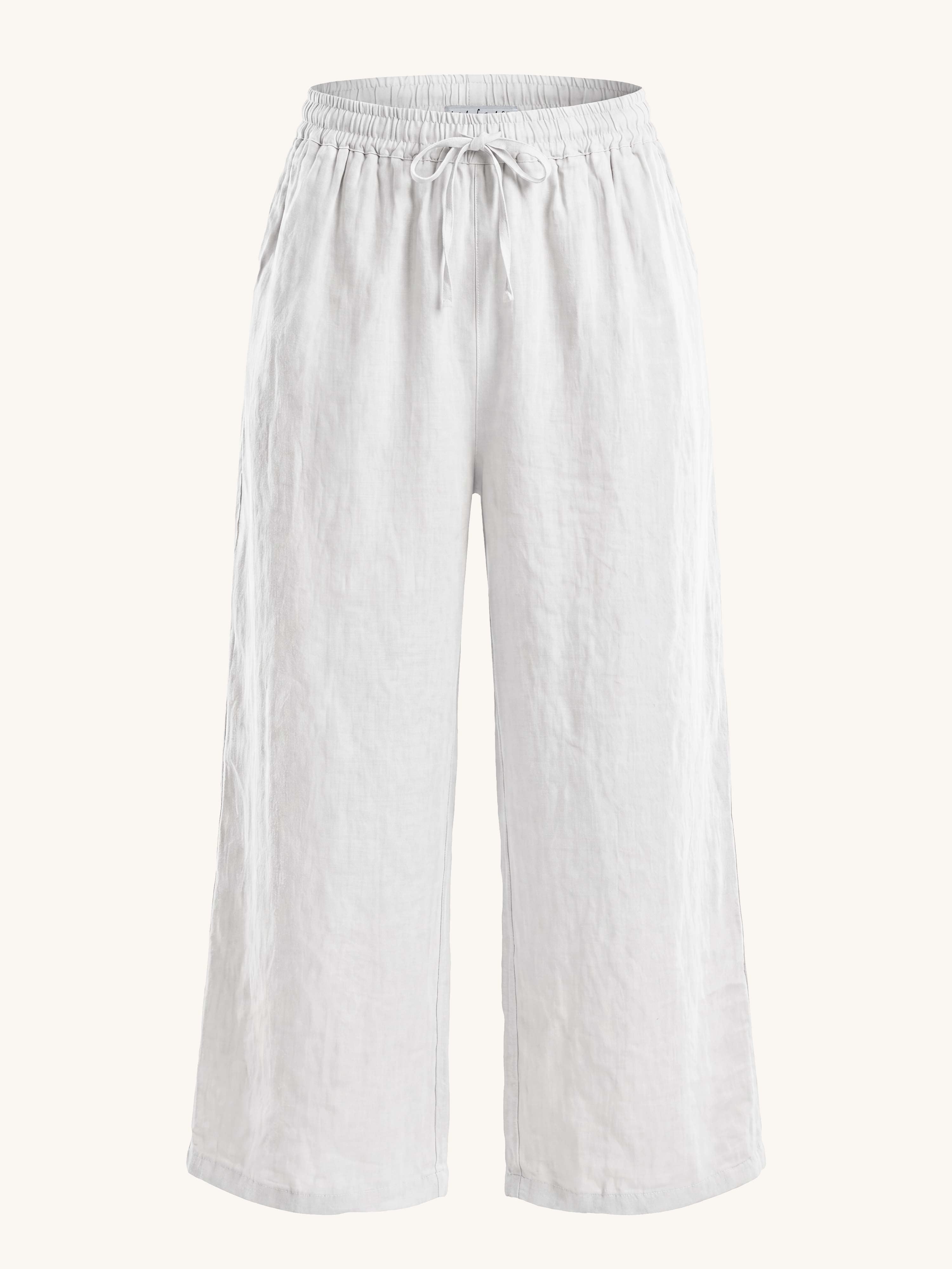 Leinen Palazzo Hose - Weiss