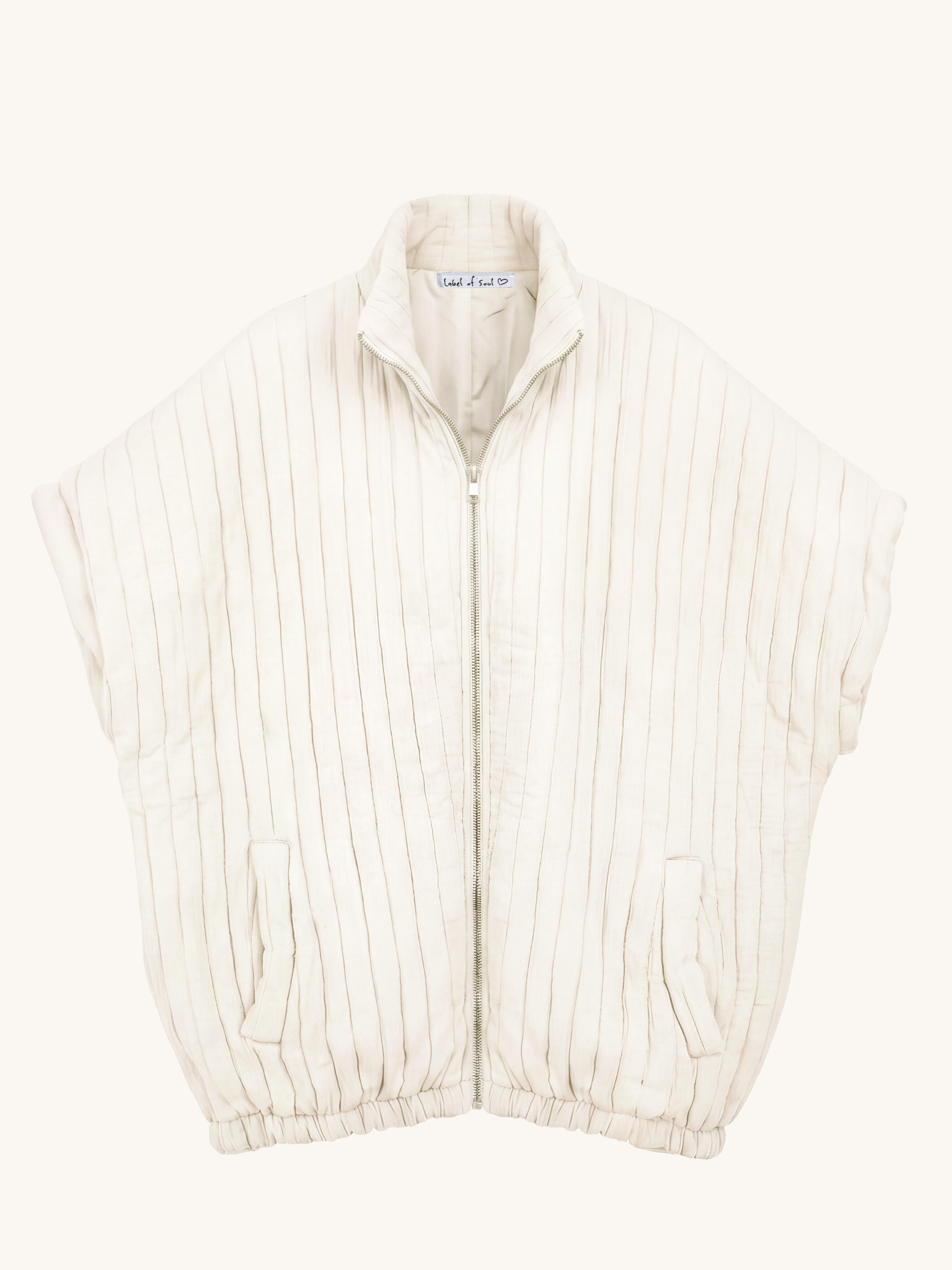 Gesteppte Musselin Weste - Creme