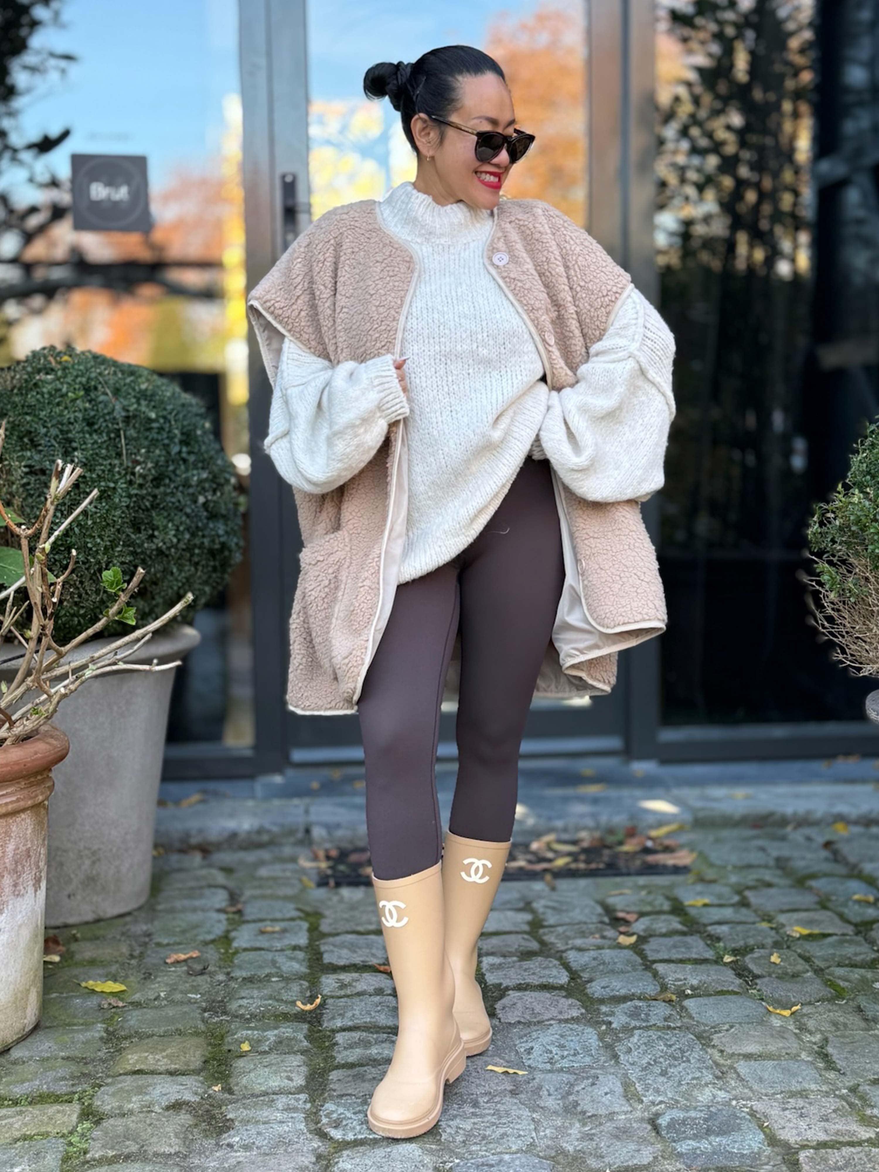 Oversize Teddylook Weste - ALMA - Oatmeal