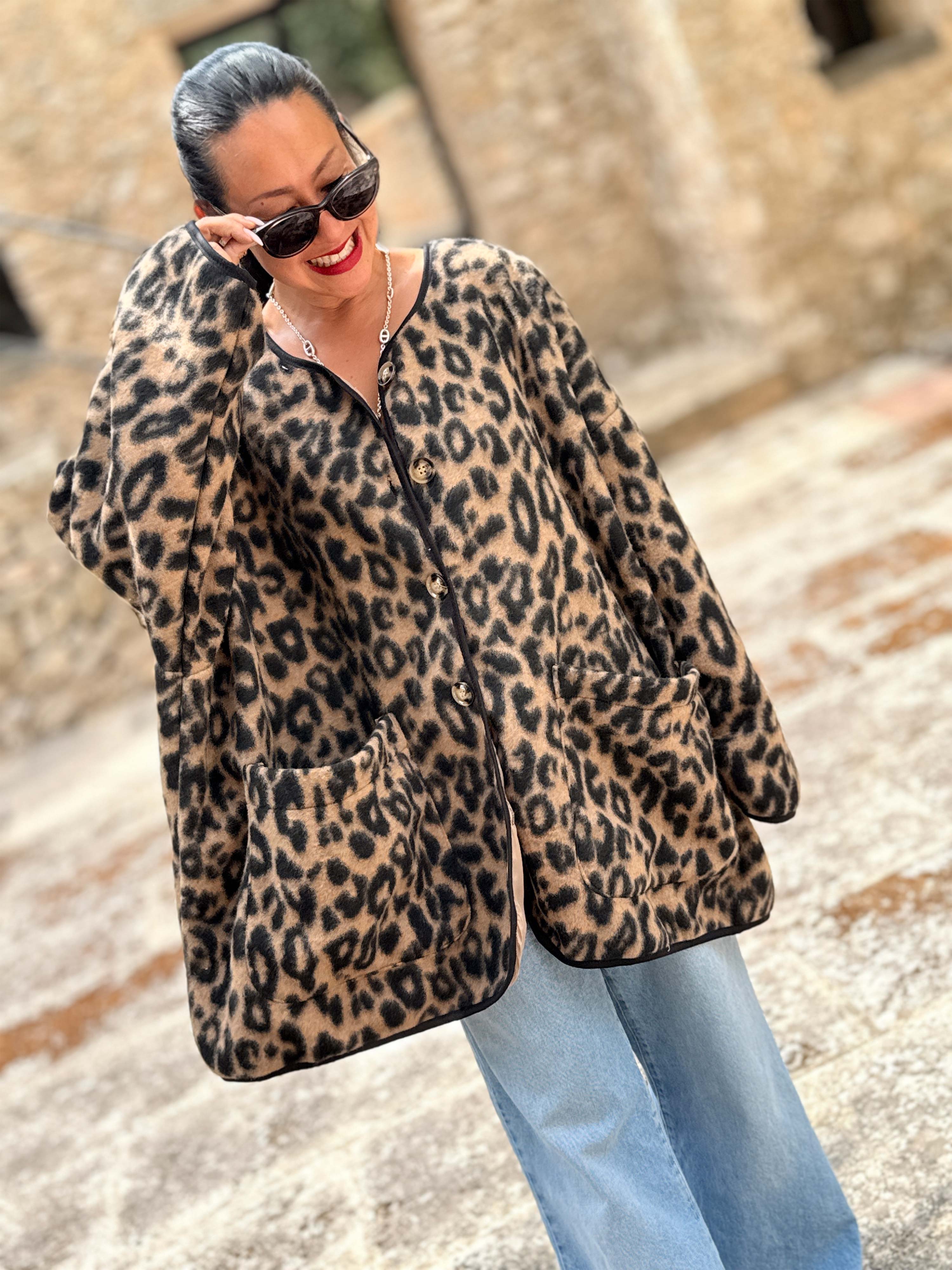 Teddylook Oversize Jacke - ICON - Leo Camel