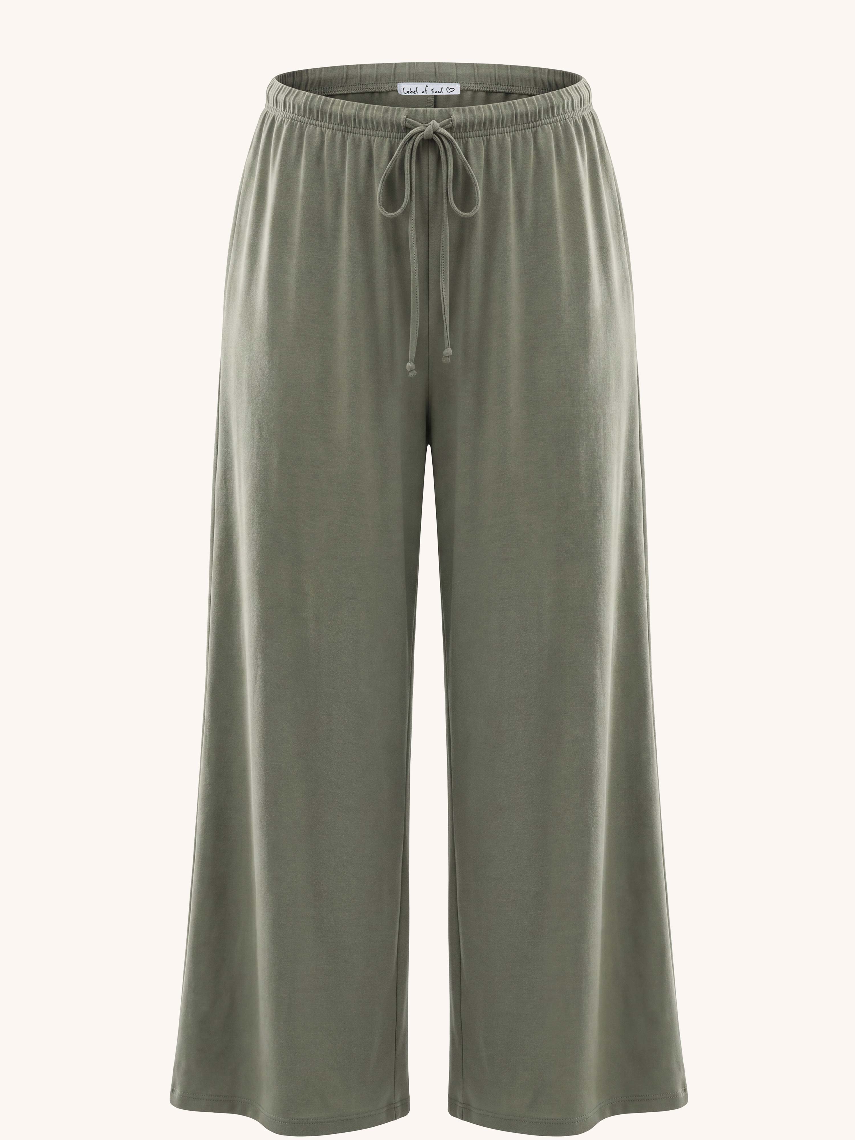 Basic Oversize Loungewear Palazzo Hose - LONG - Matcha