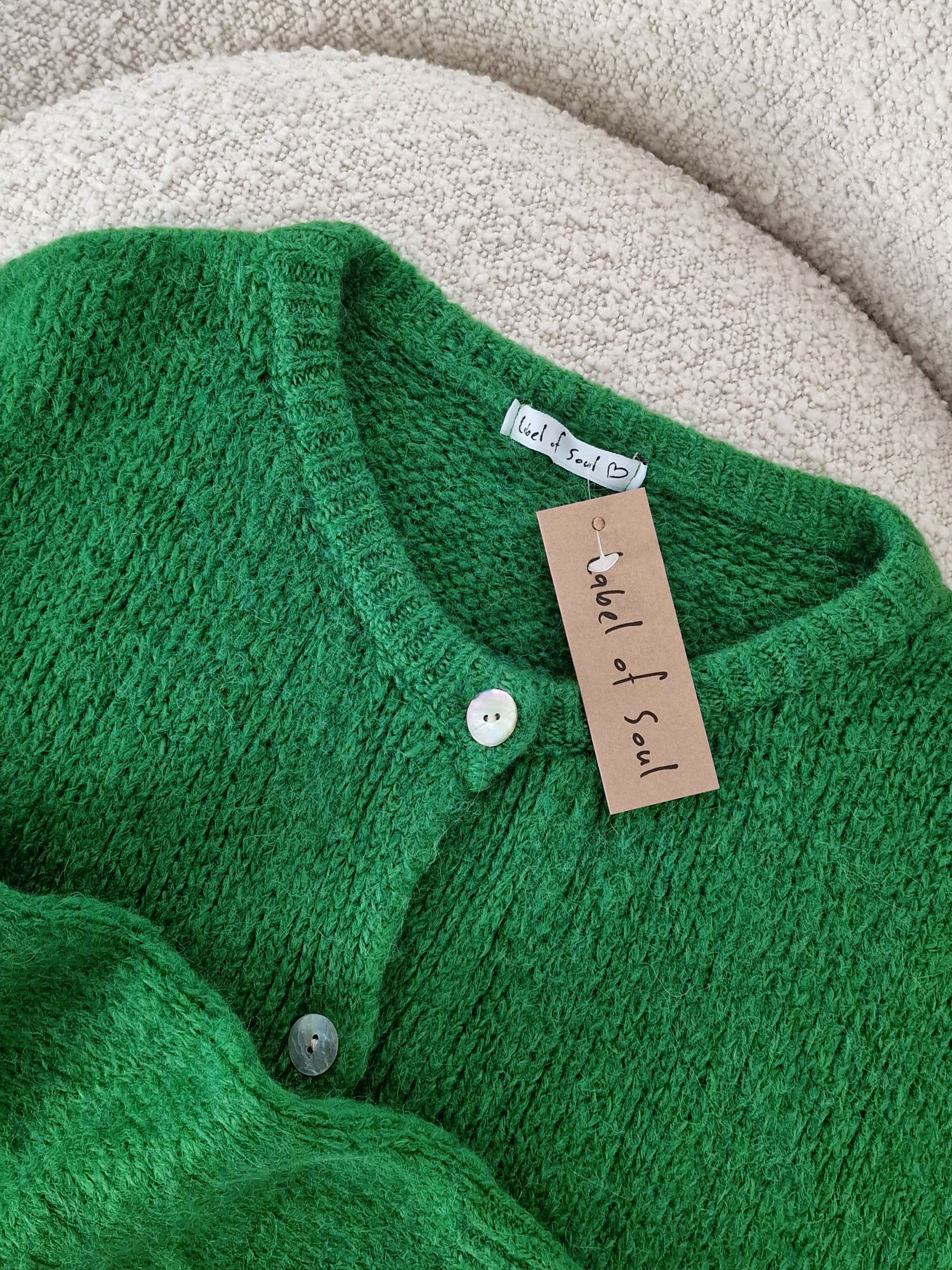 Strickjacke mit Baby-Alpakawollanteil - Grün Strickjacke mit Baby-Alpakawollanteil - Grün