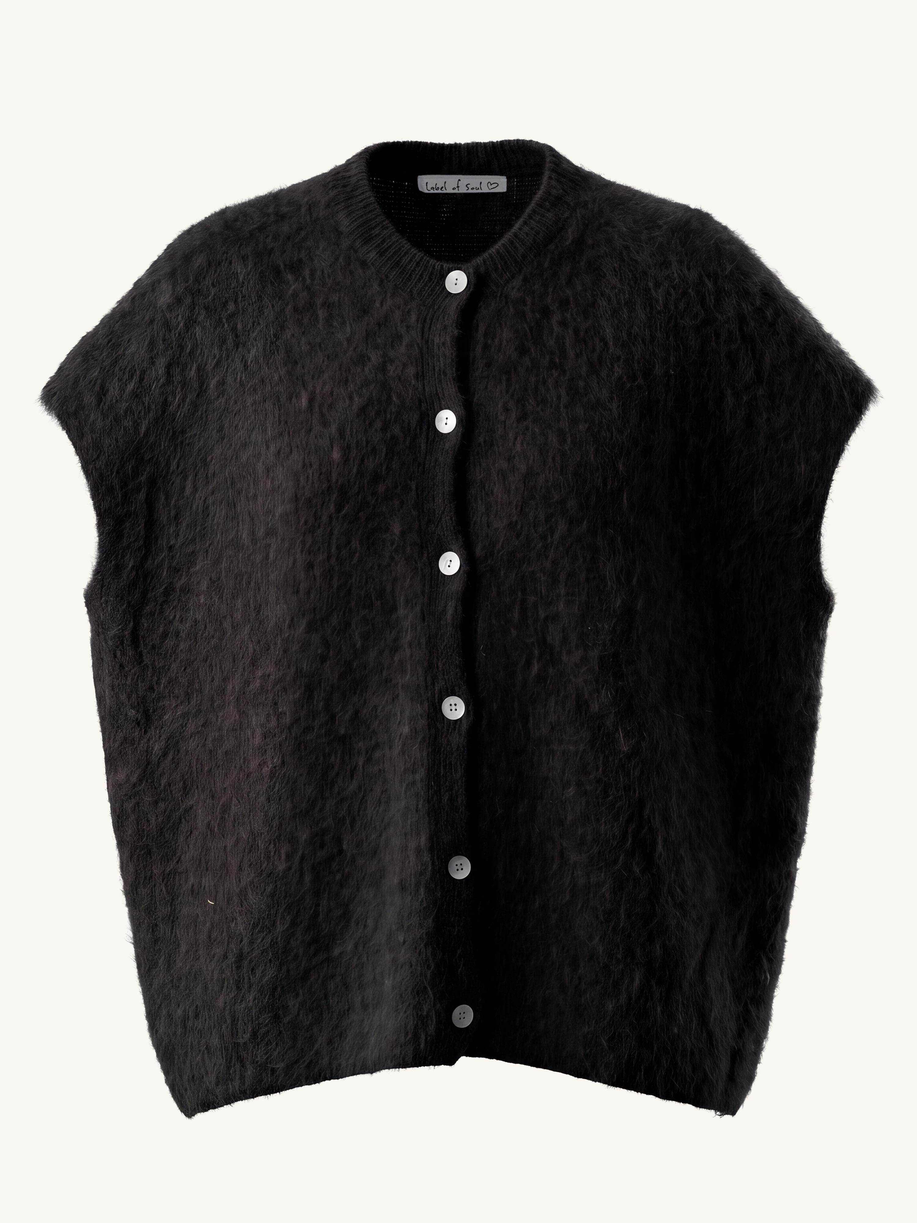Oversize Strickjacke - FLUFFY - Schwarz