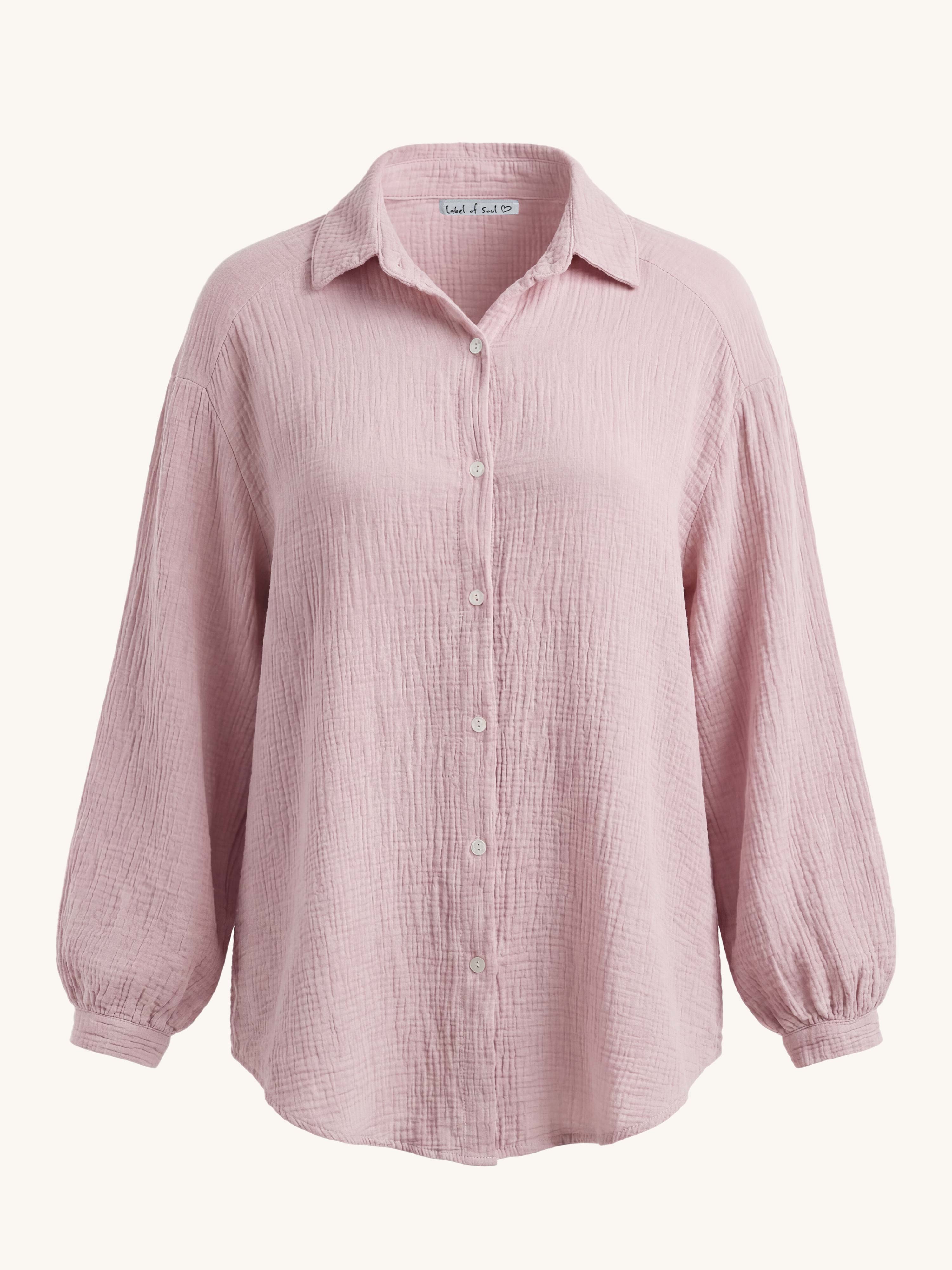 Musselin Midi Oversize Bluse - Altrosa