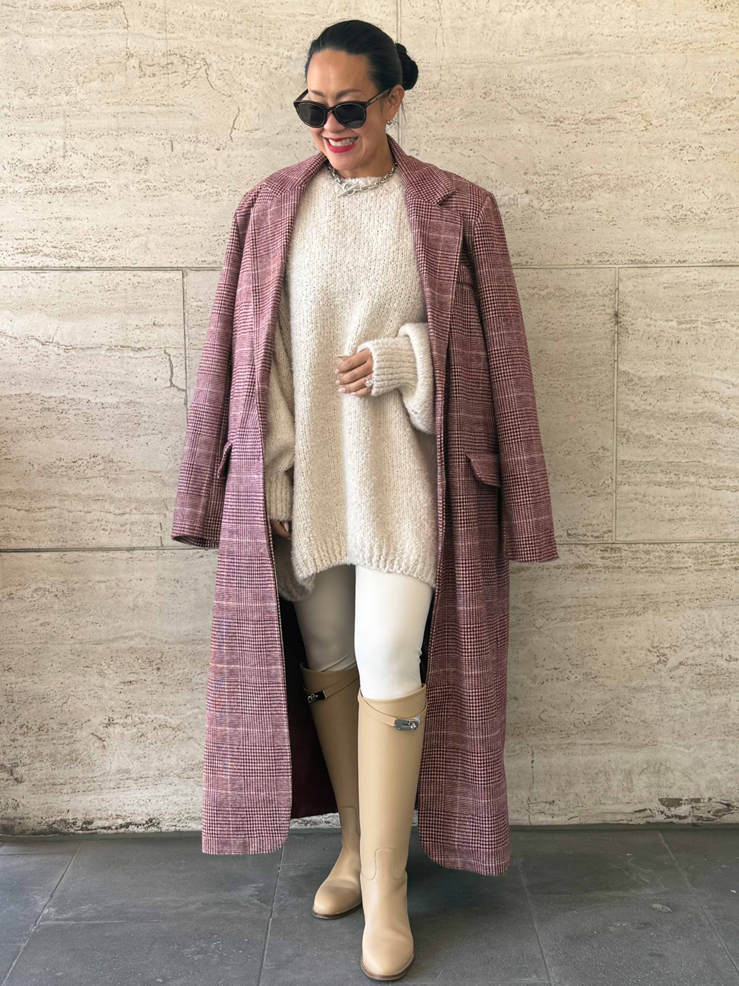 Oversize Blazer Mantel - KARO - Rouge