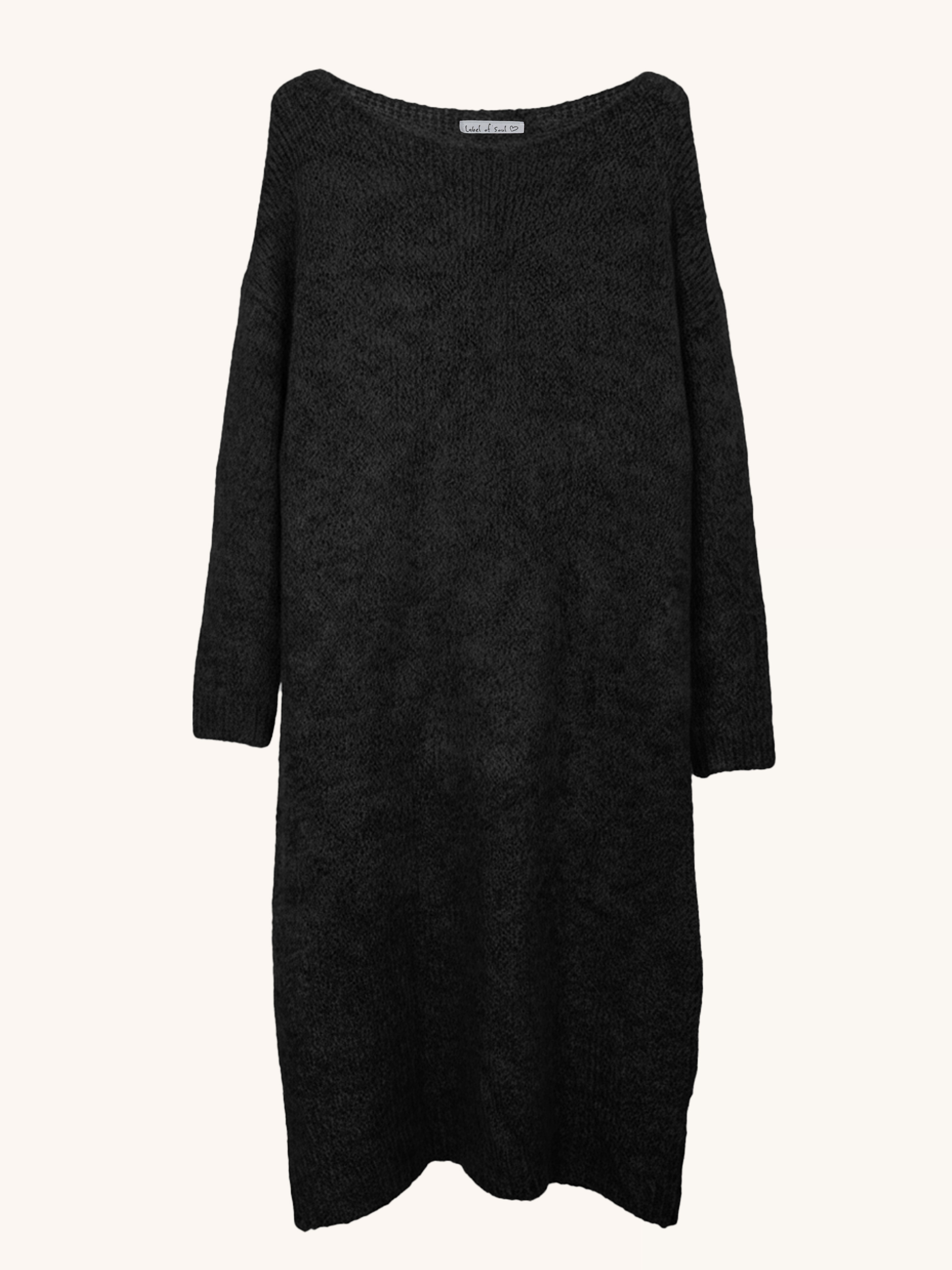 Strickkleid mit Rundhalsausschnitt - FLAUSCHI - Schwarz