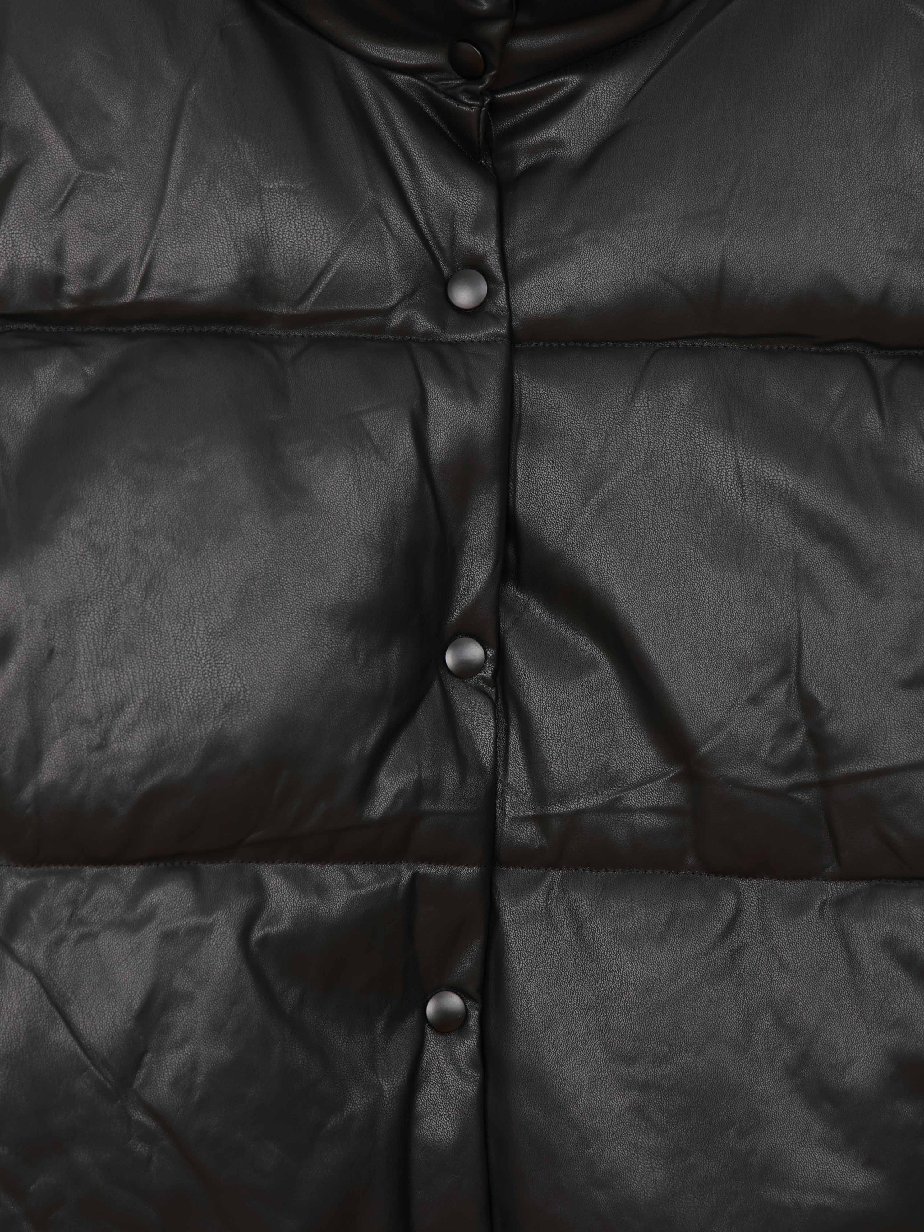 Steppweste in Lederoptik - Schwarz