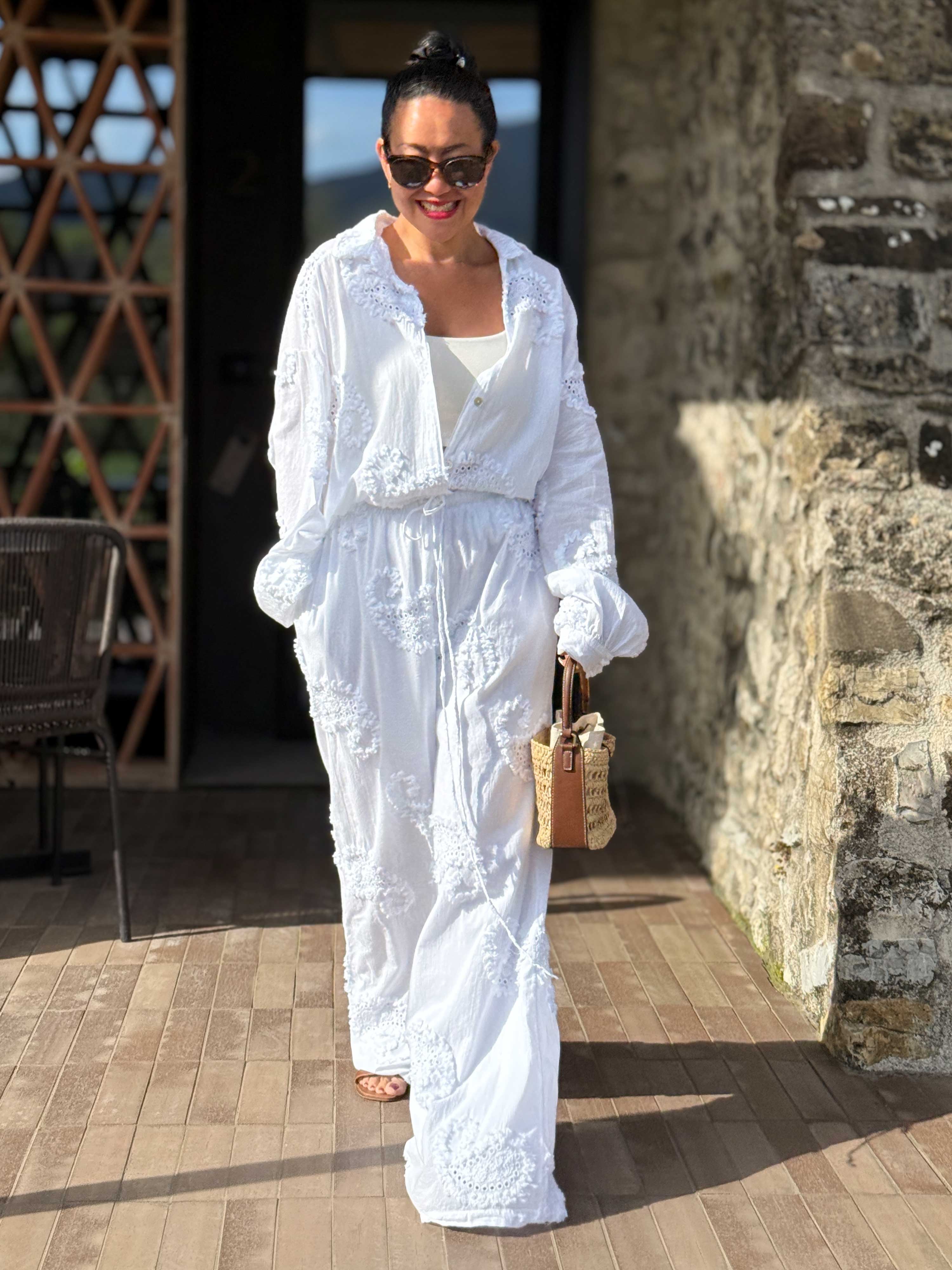 Cotton Palazzo Oversize Hose - MOANA - Weiß Cotton Palazzo Oversize Hose - MOANA - Weiß