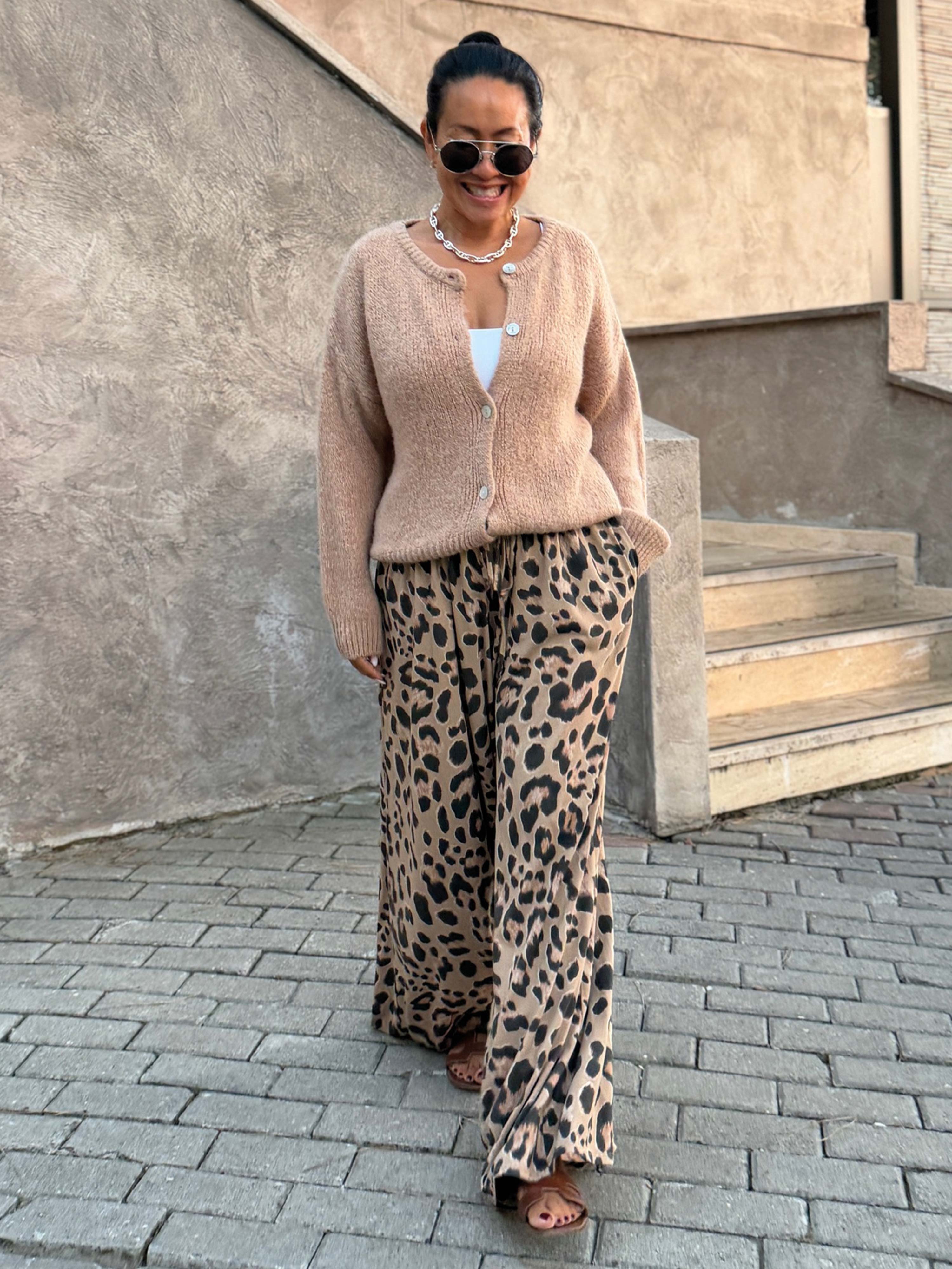 Basic Oversize Loungewear Palazzo Hose - LEO Camel