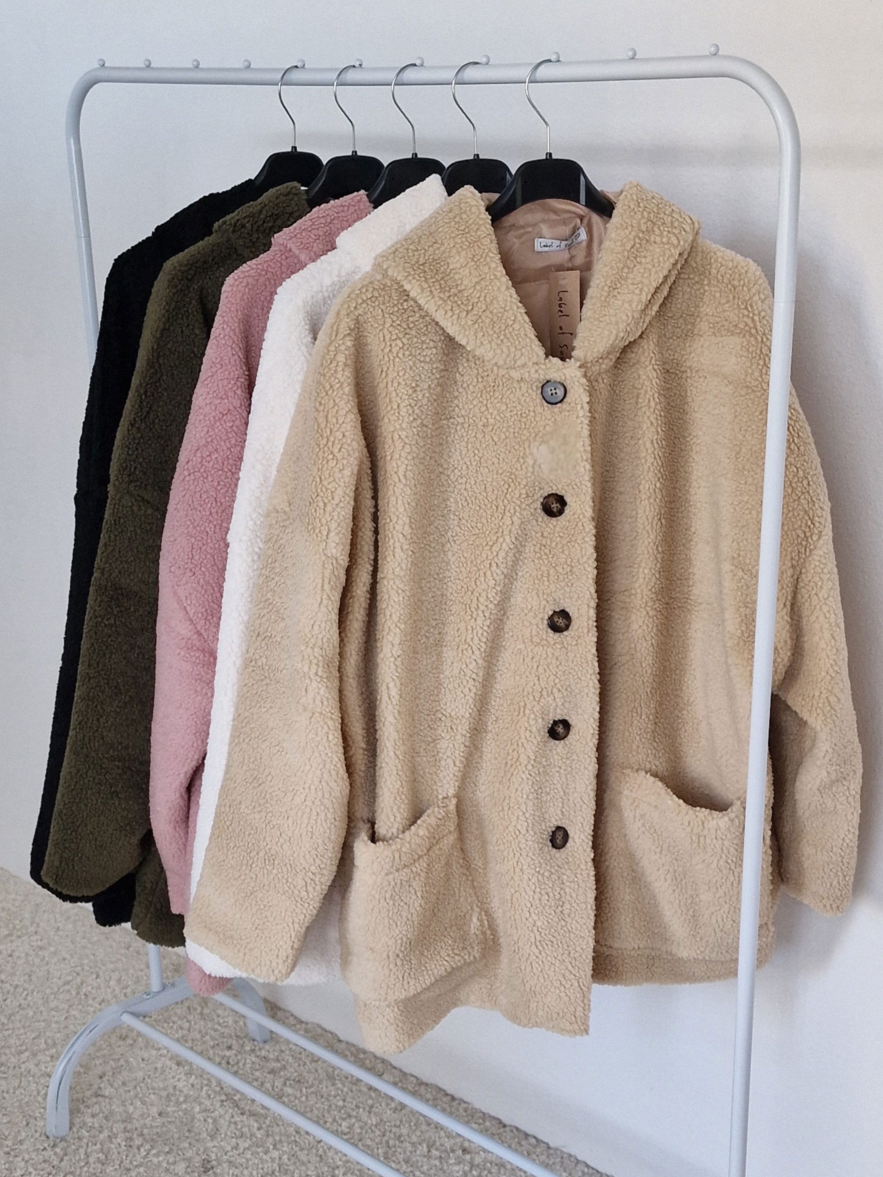 Teddylook Oversize Jacke mit Kapuze - Oatmeal Teddylook Oversize Jacke mit Kapuze - Oatmeal