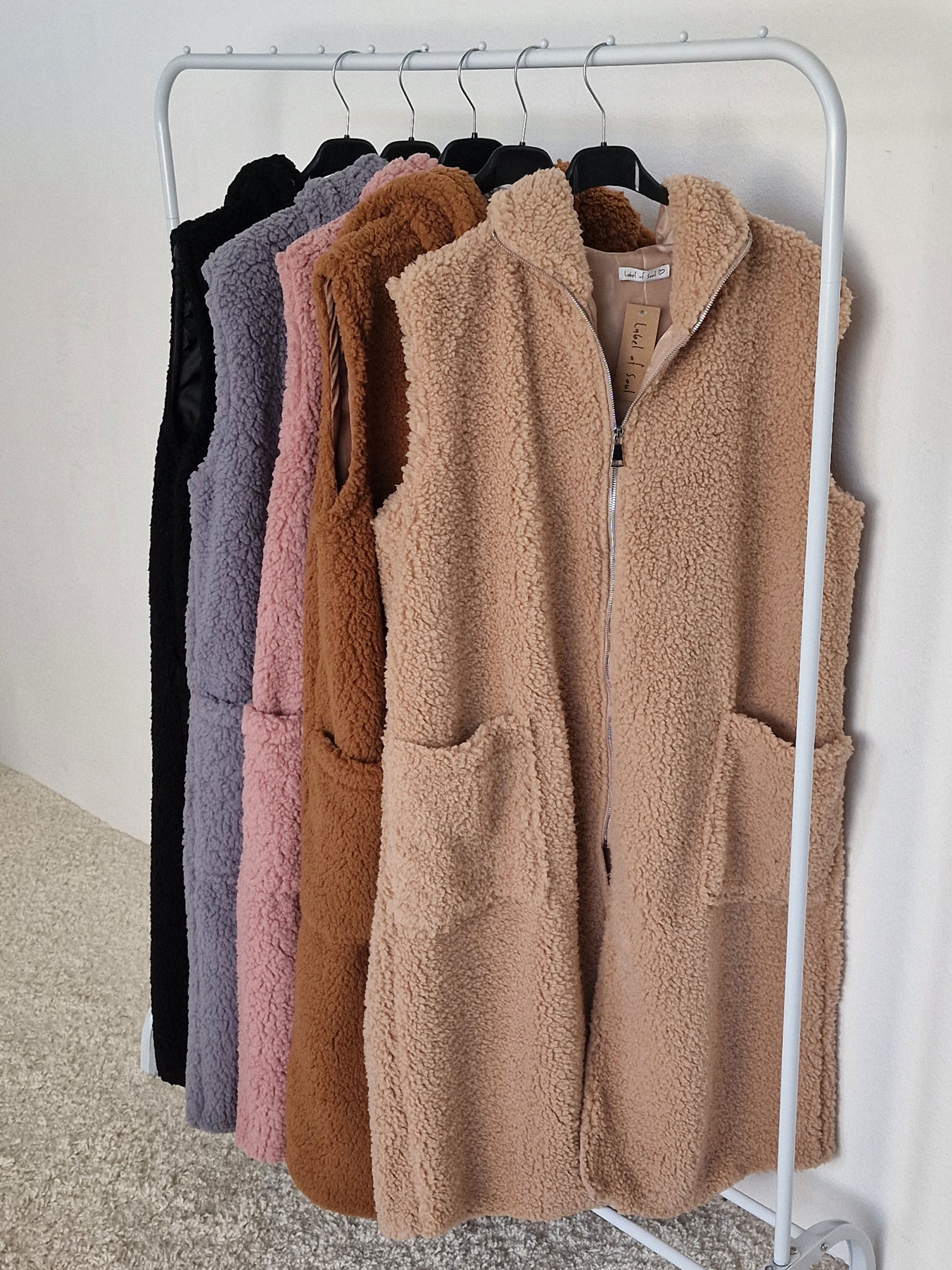 Teddylook Long Weste mit Kapuze - Oatmeal Teddylook Long Weste mit Kapuze - Oatmeal