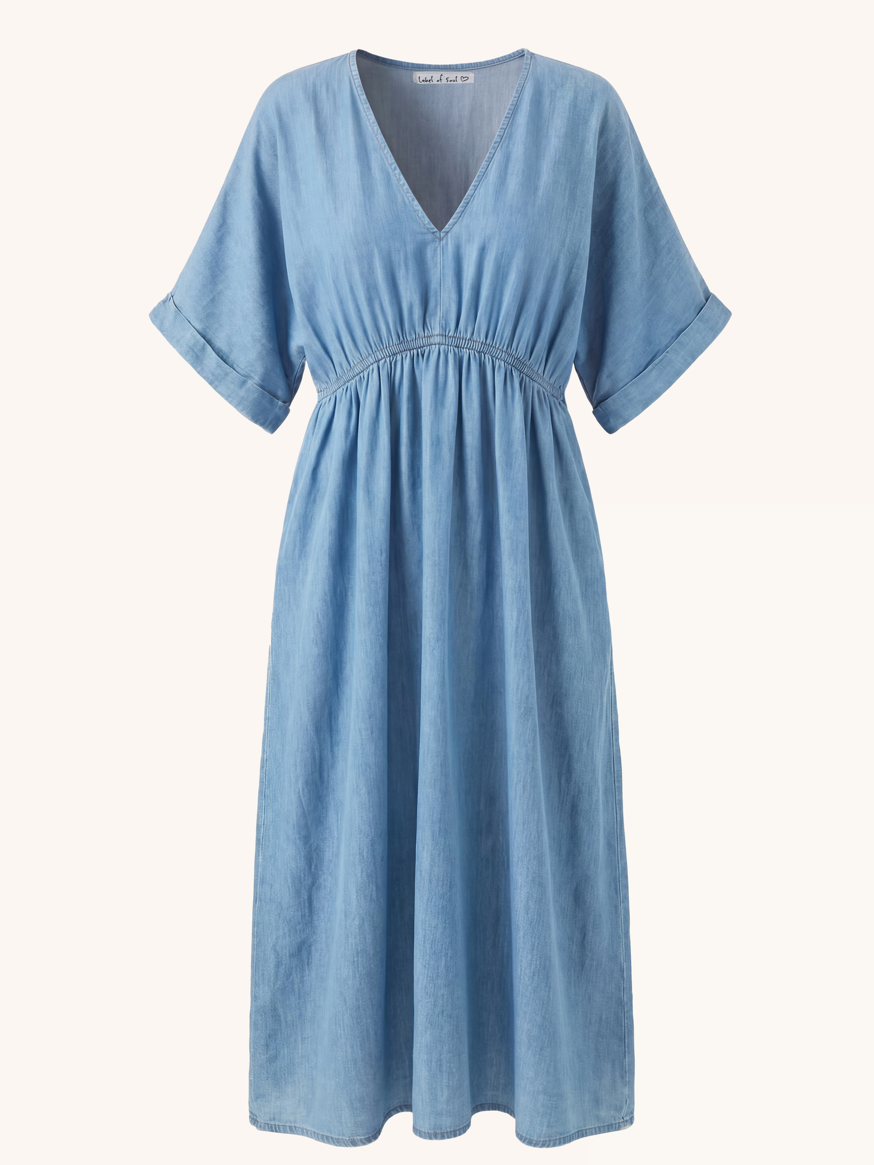 Lyocell Kleid mit V-Ausschnitt - CURVY - Light Blue