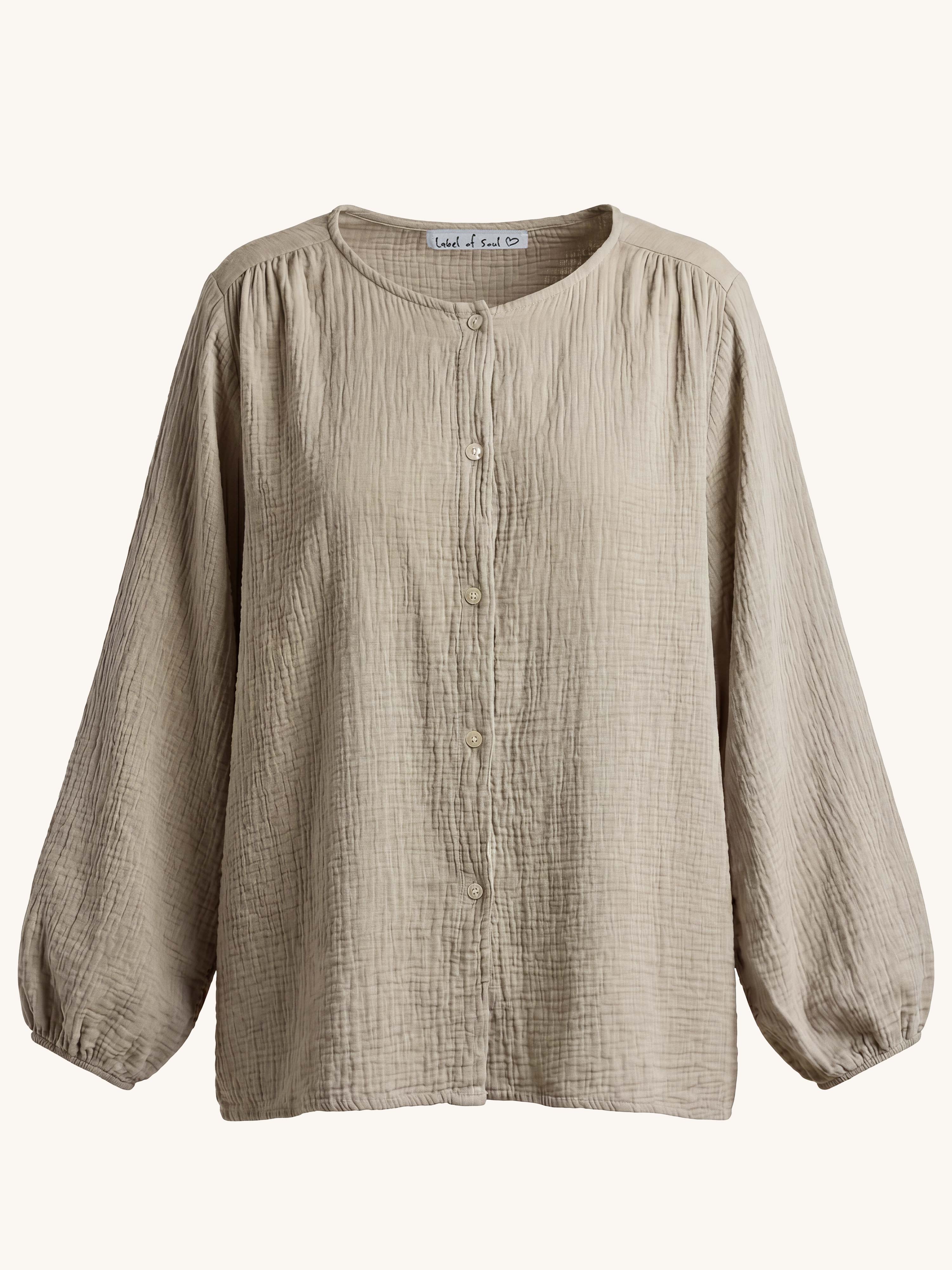 Musselin Oversize Bluse mit Rundhalsausschnitt - Hazel