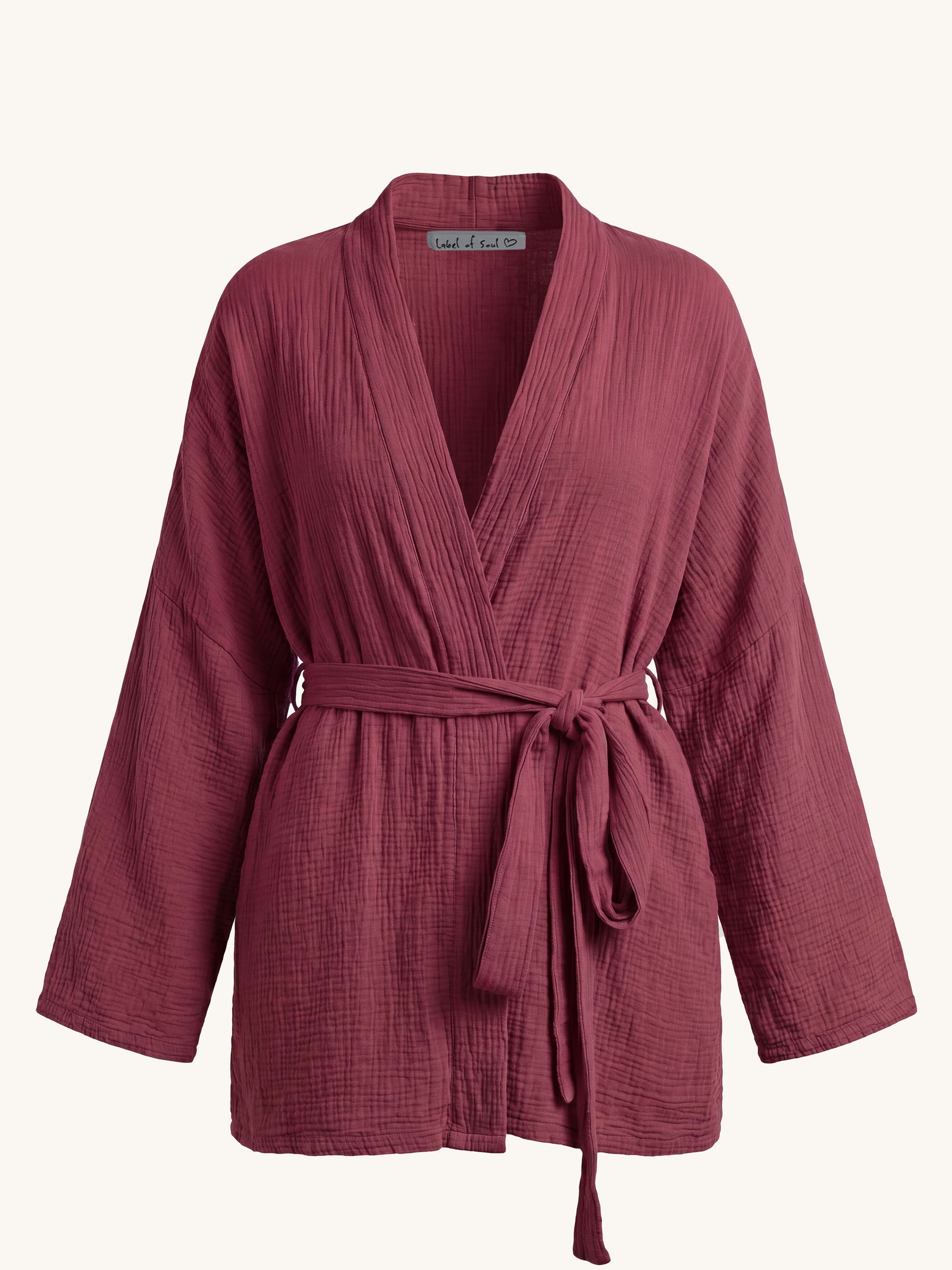 Musselin Wickel Kimono Jacke - NAMASTE - Burgundy