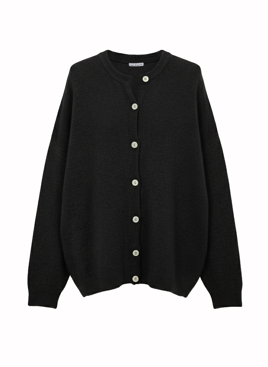Strickjacke mit Alpakawollanteil - Schwarz