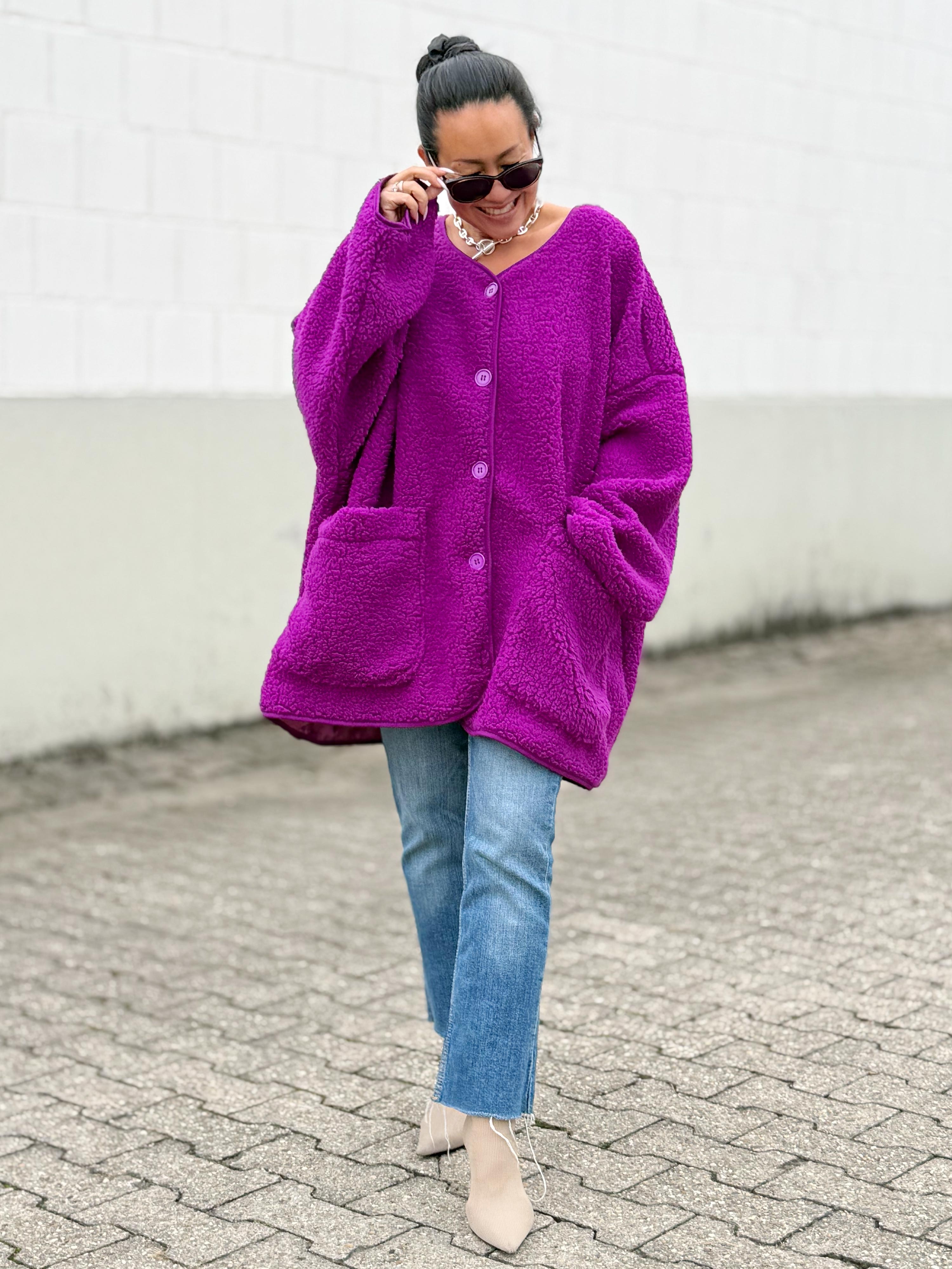 Teddylook Oversize Jacke - ICON - Lila