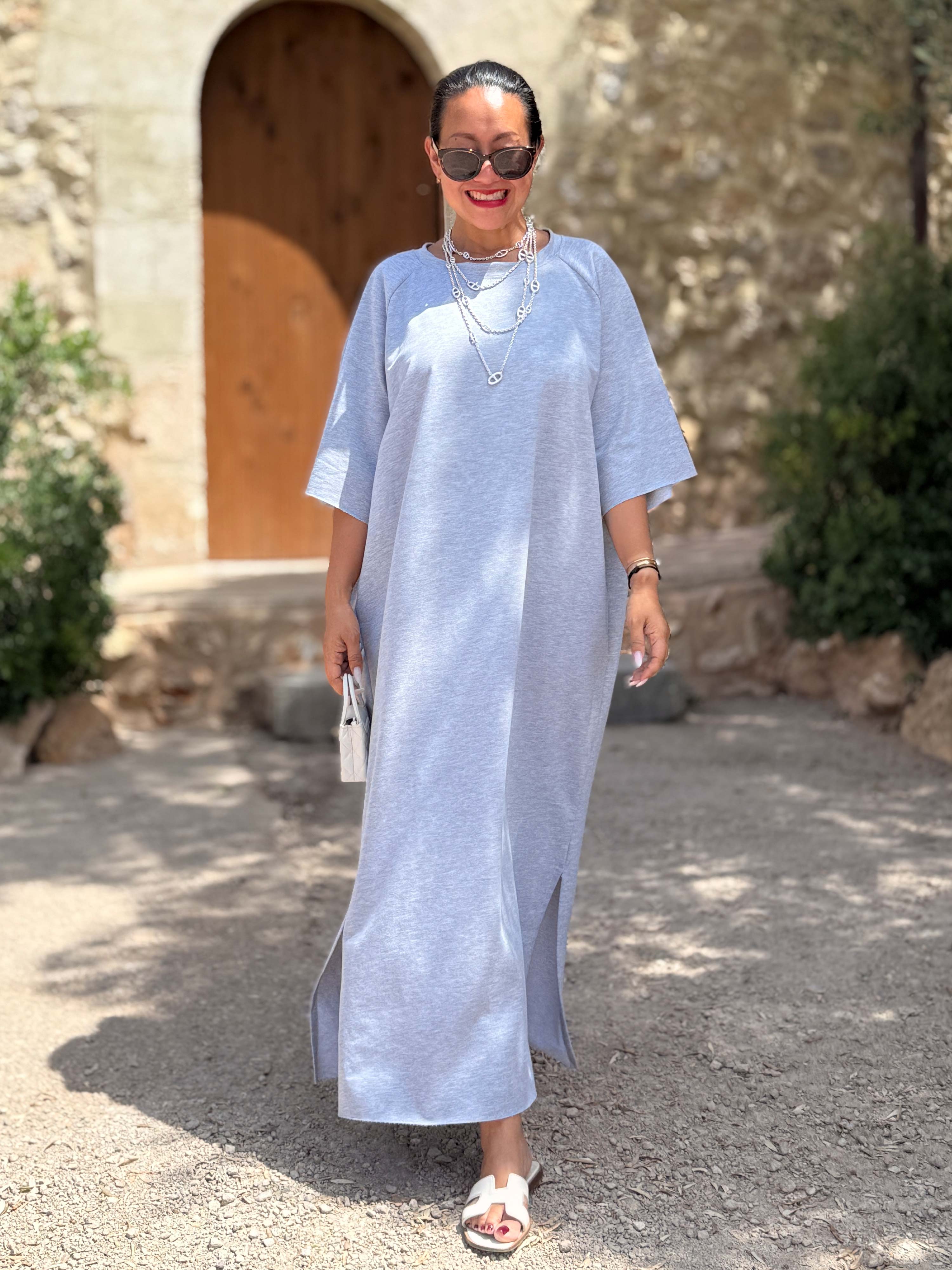 Oversize Sweatkleid - Grau Melange Oversize Sweatkleid - Grau Melange